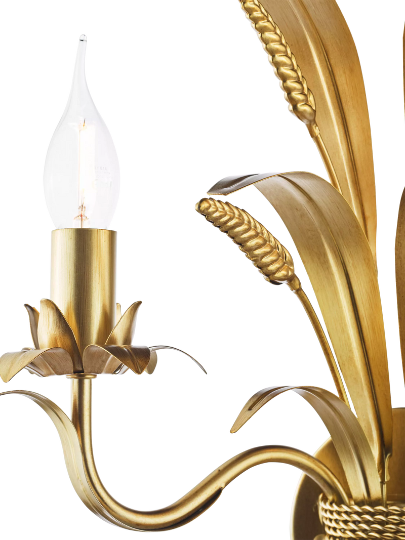 Där Phaedra leaf wall light in gold finish for living room, UK version