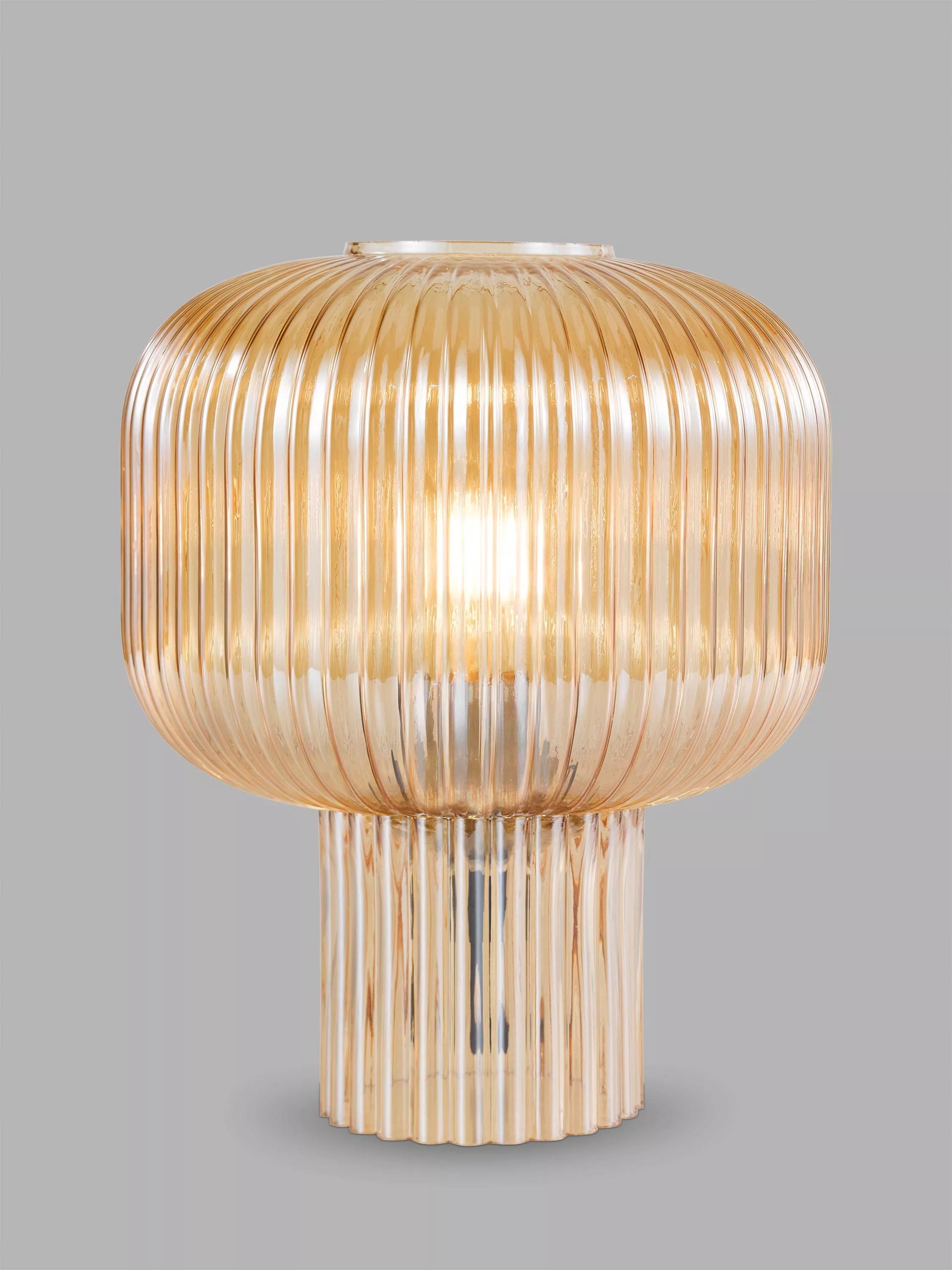 Där Demarius ribbed glass table lamp amber medium, imported from the UK