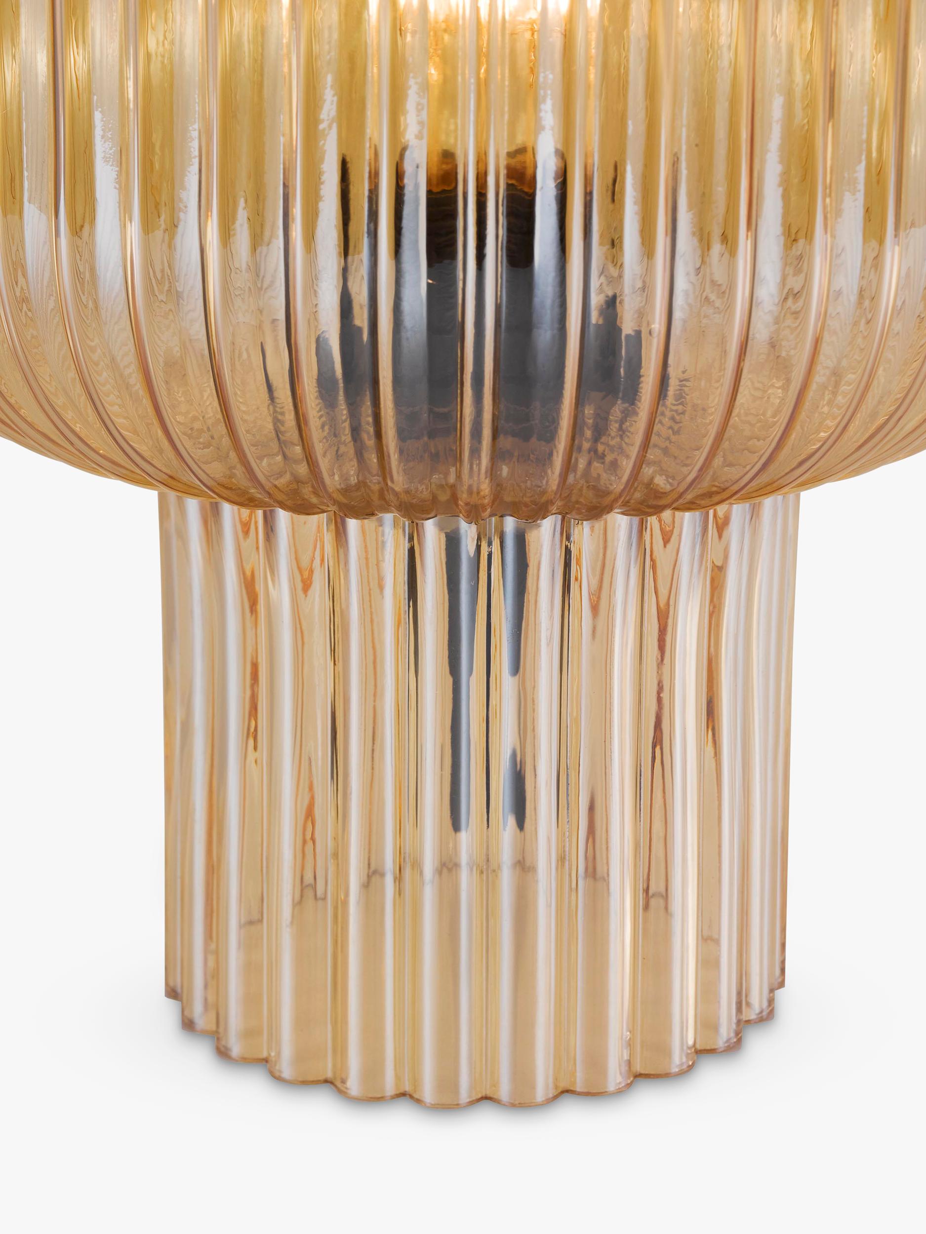 Där Demarius ribbed glass table lamp amber medium, imported from the UK