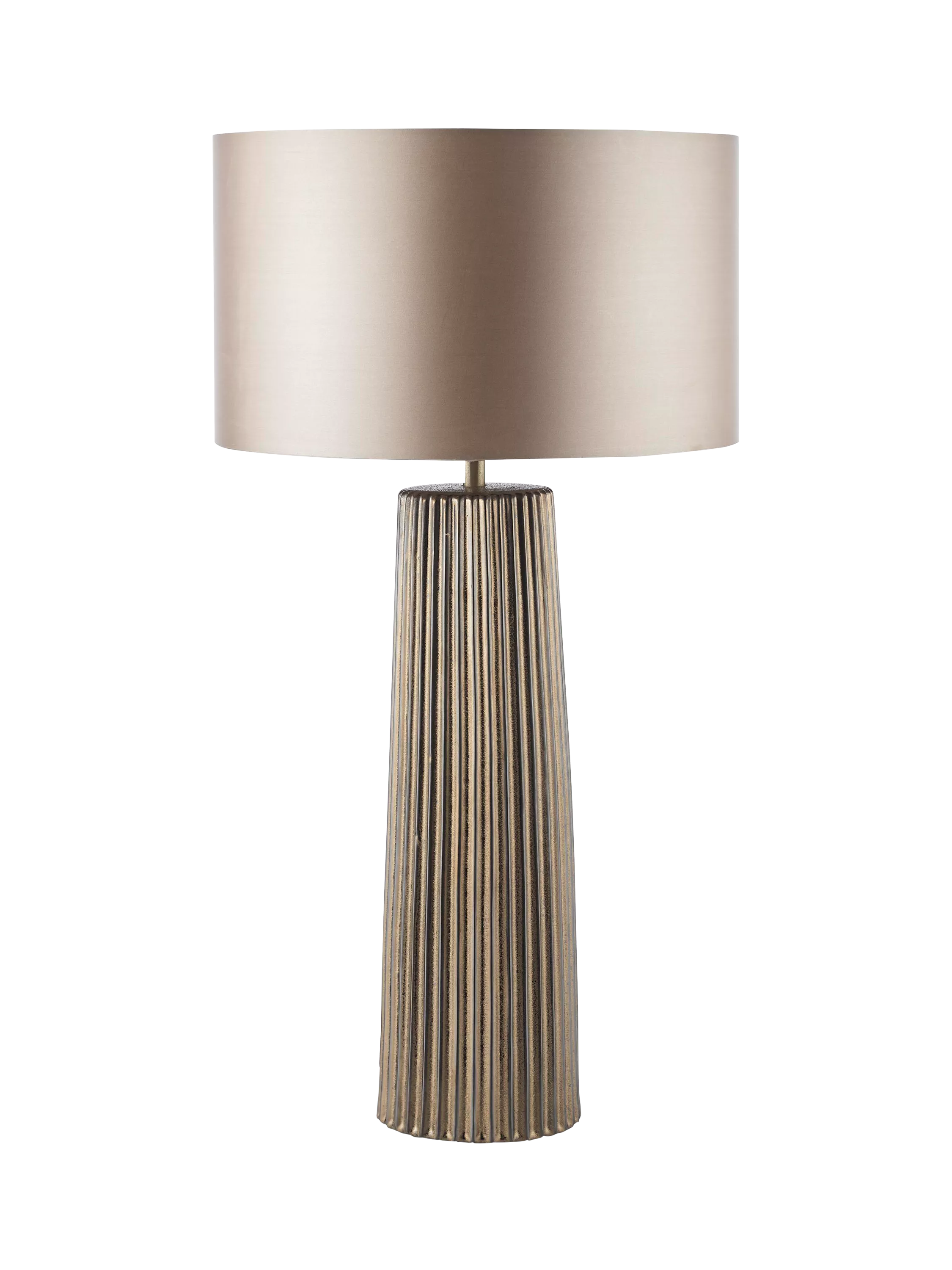 Där Myla ceramic table lamp with ribbed base and drum shade - British product