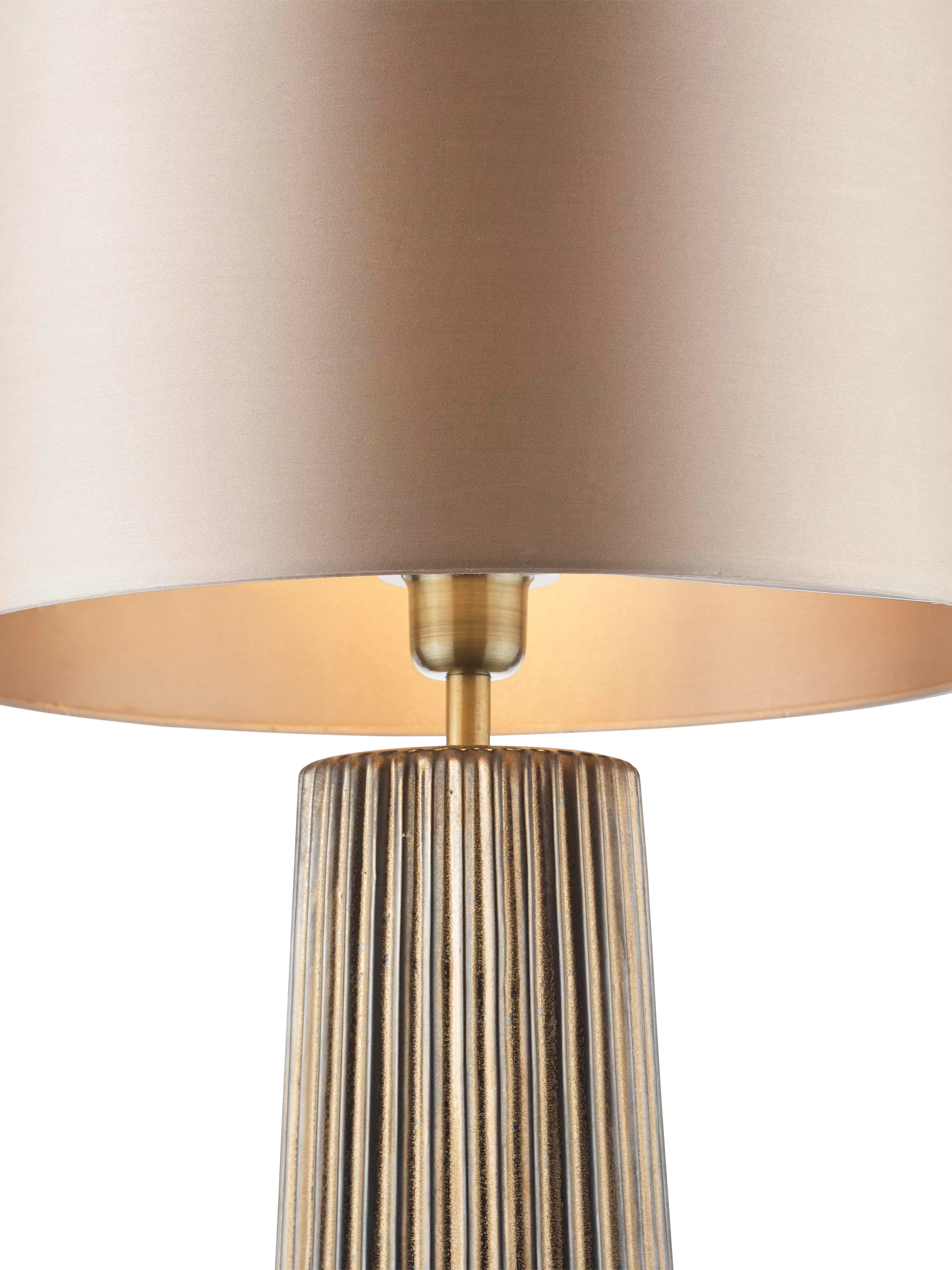 Där Myla ceramic table lamp with ribbed base and drum shade - British product