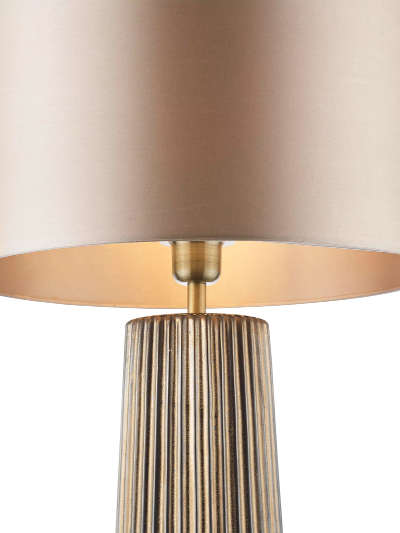 Där Myla ceramic table lamp with ribbed base and drum shade - British product