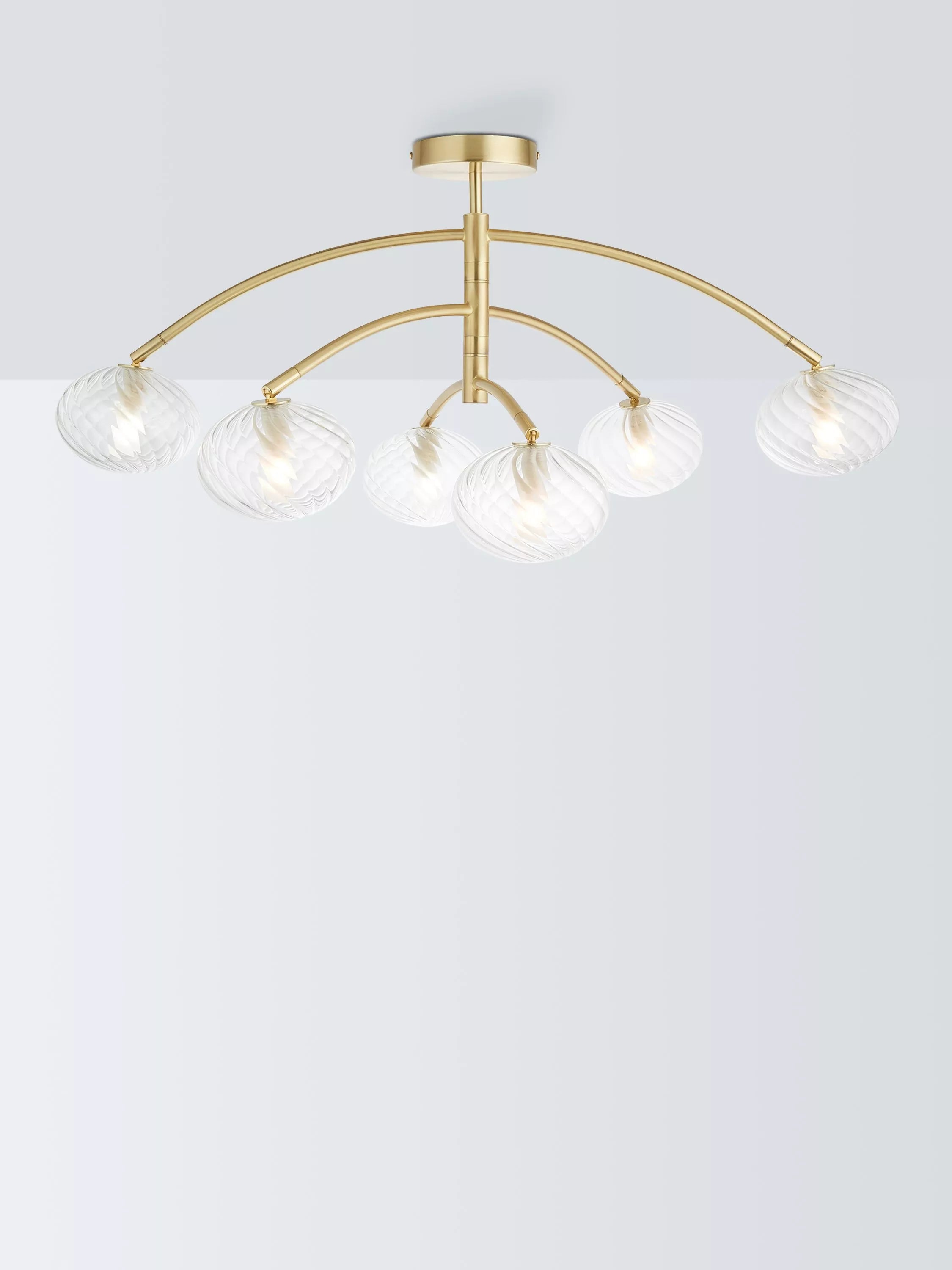 John Lewis semi flush ceiling light brushed brass 6 arm, UK version