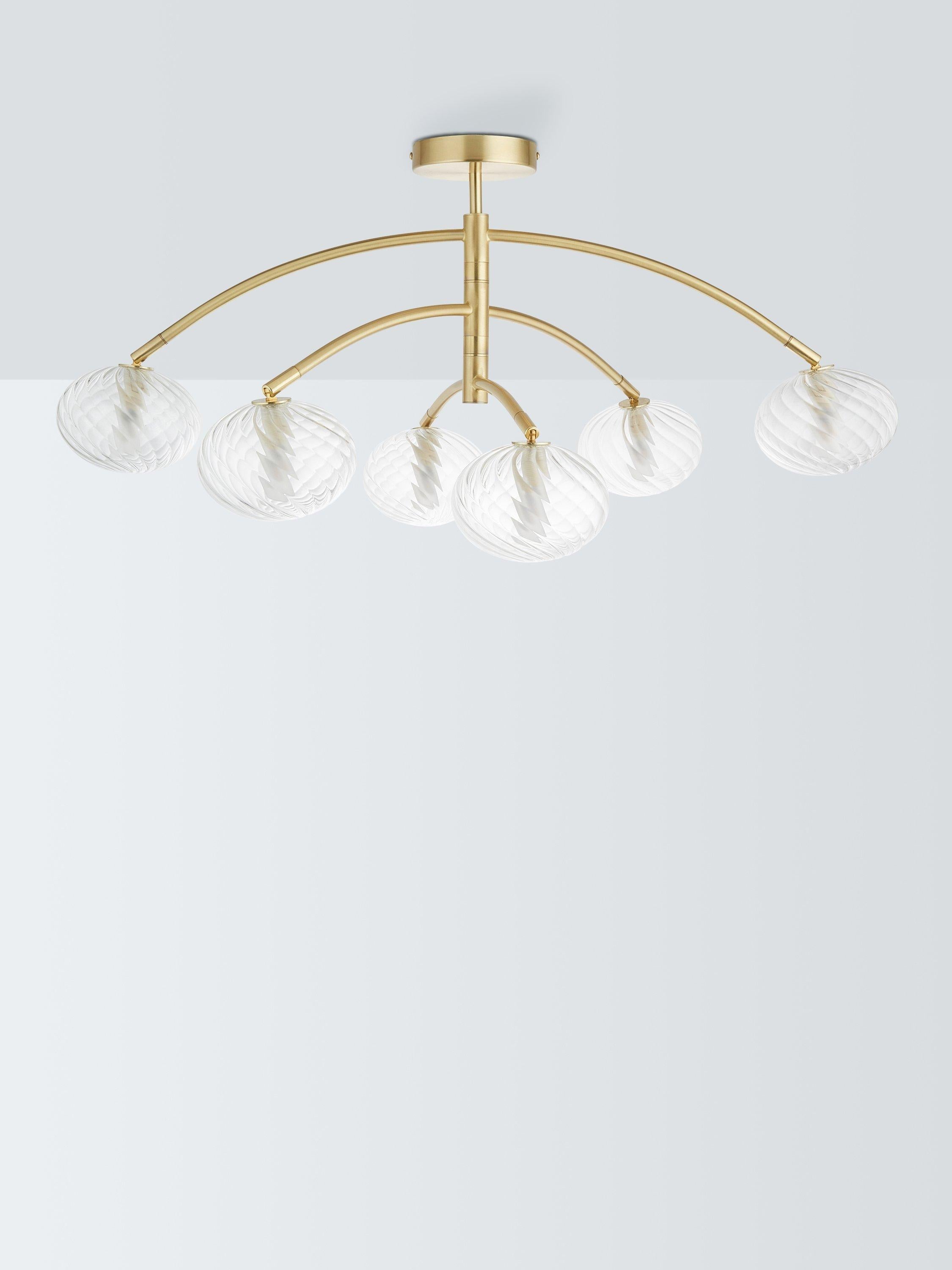 John Lewis semi flush ceiling light brushed brass 6 arm, UK version