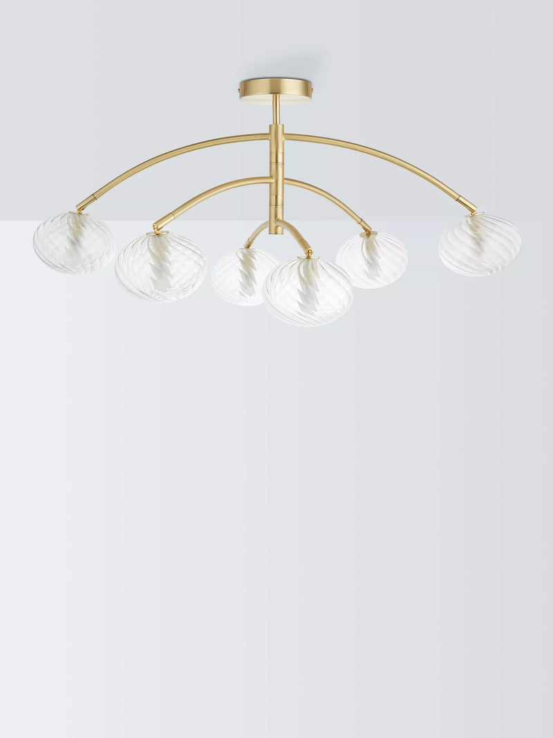 John Lewis semi flush ceiling light brushed brass 6 arm, UK version