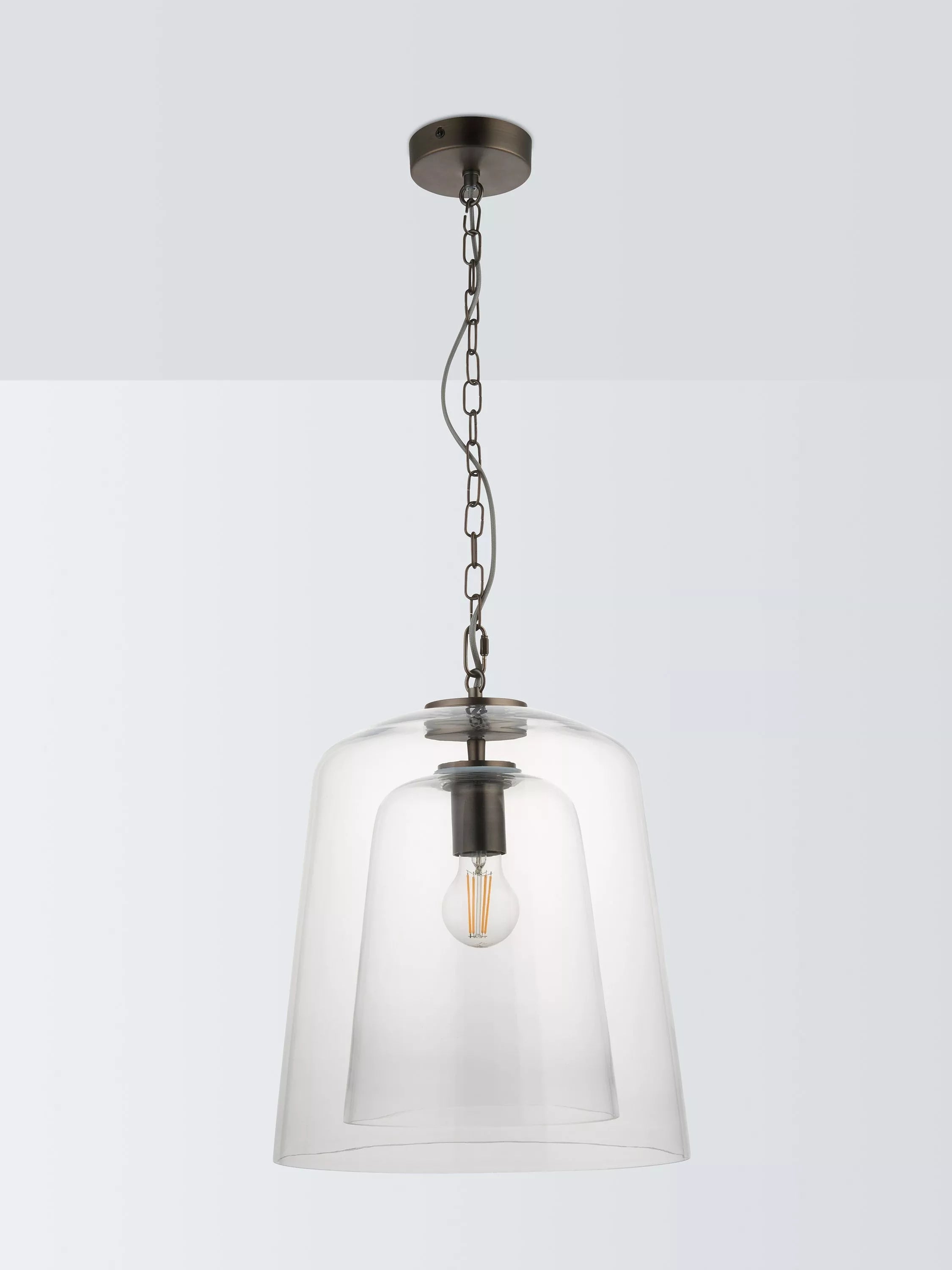 John Lewis Chime clear dual glass pendant light - British product