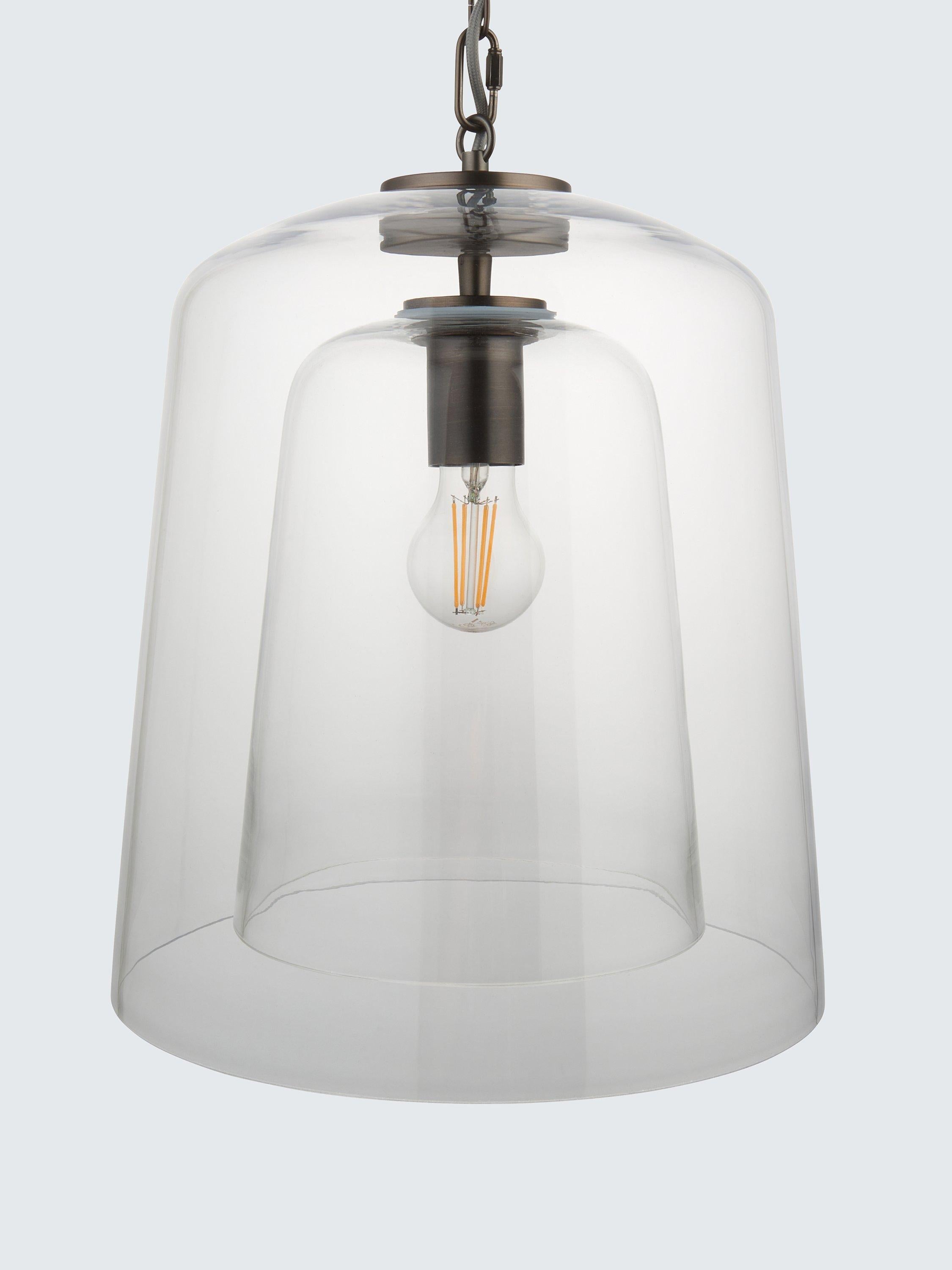 John Lewis Chime clear dual glass pendant light - British product
