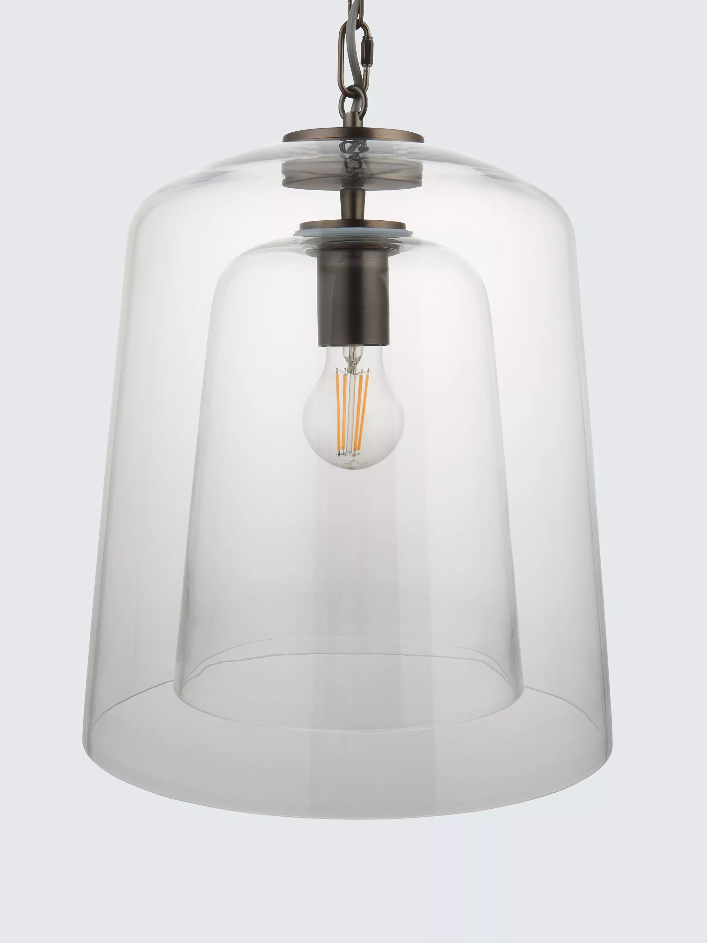 John Lewis Chime clear dual glass pendant light - British product