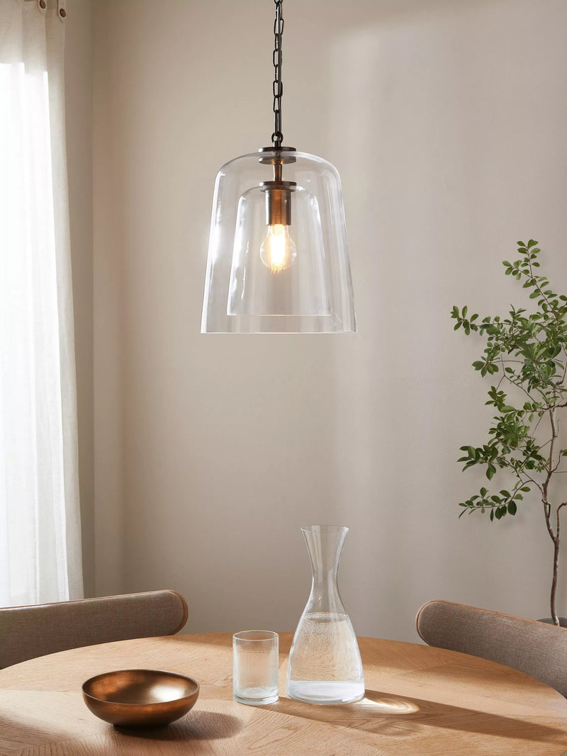 John Lewis Chime dual glass pendant ceiling light clear (British brand)