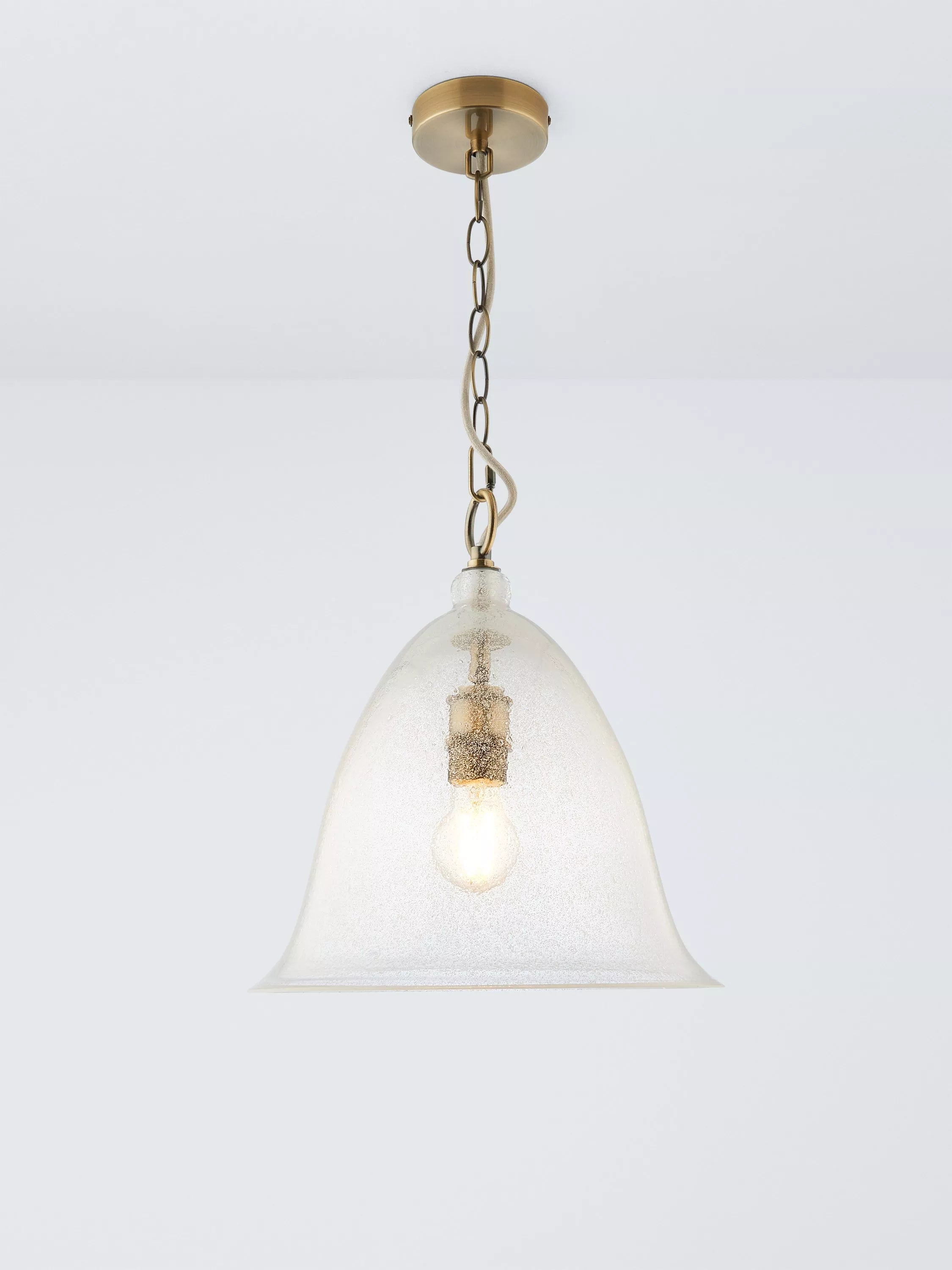 John Lewis Farmhouse Bubble Glass Pendant Ceiling Light Antique Brass Effect