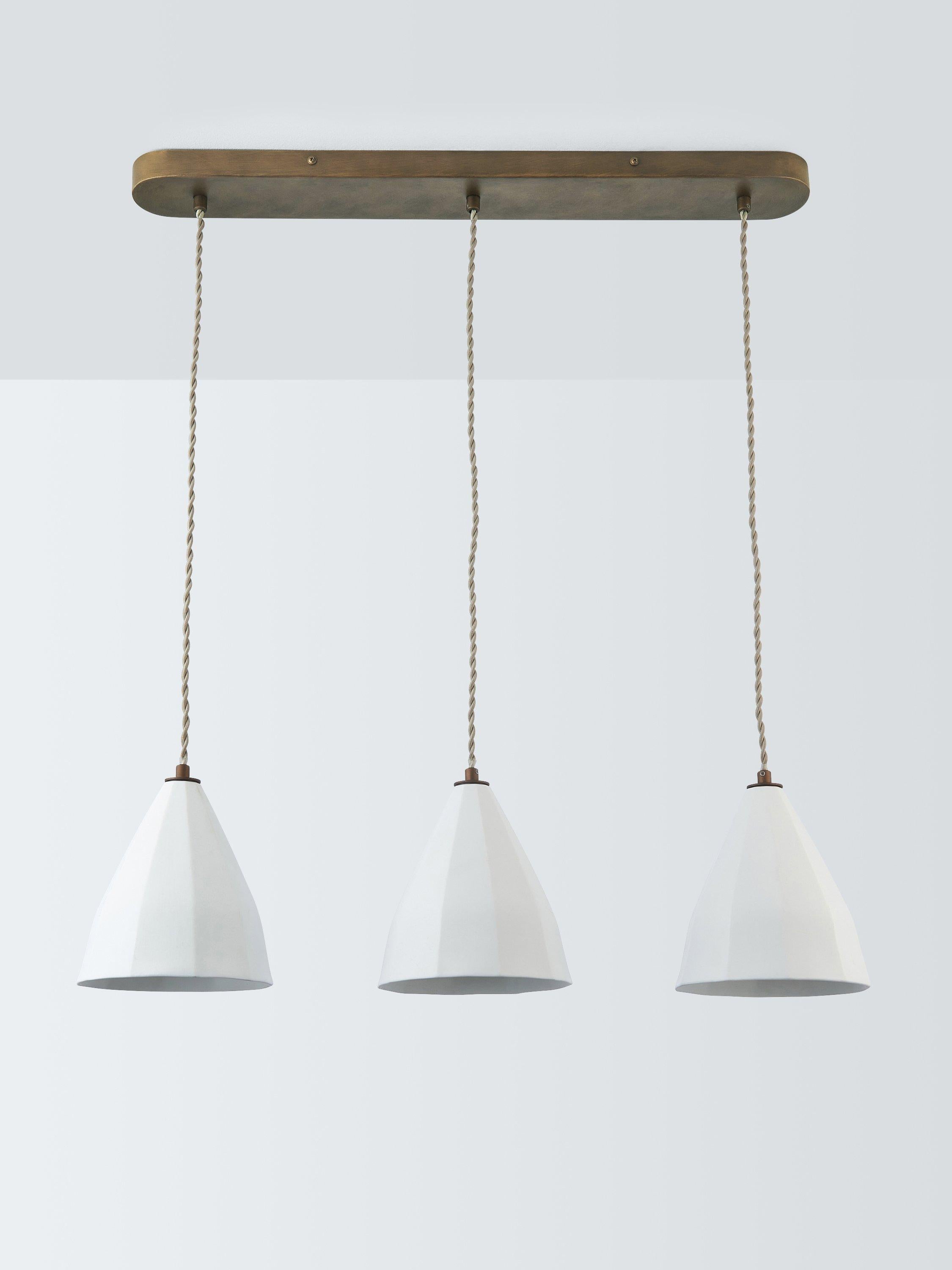 John Lewis Mannez white porcelain ceiling light with brass trim (British brand)