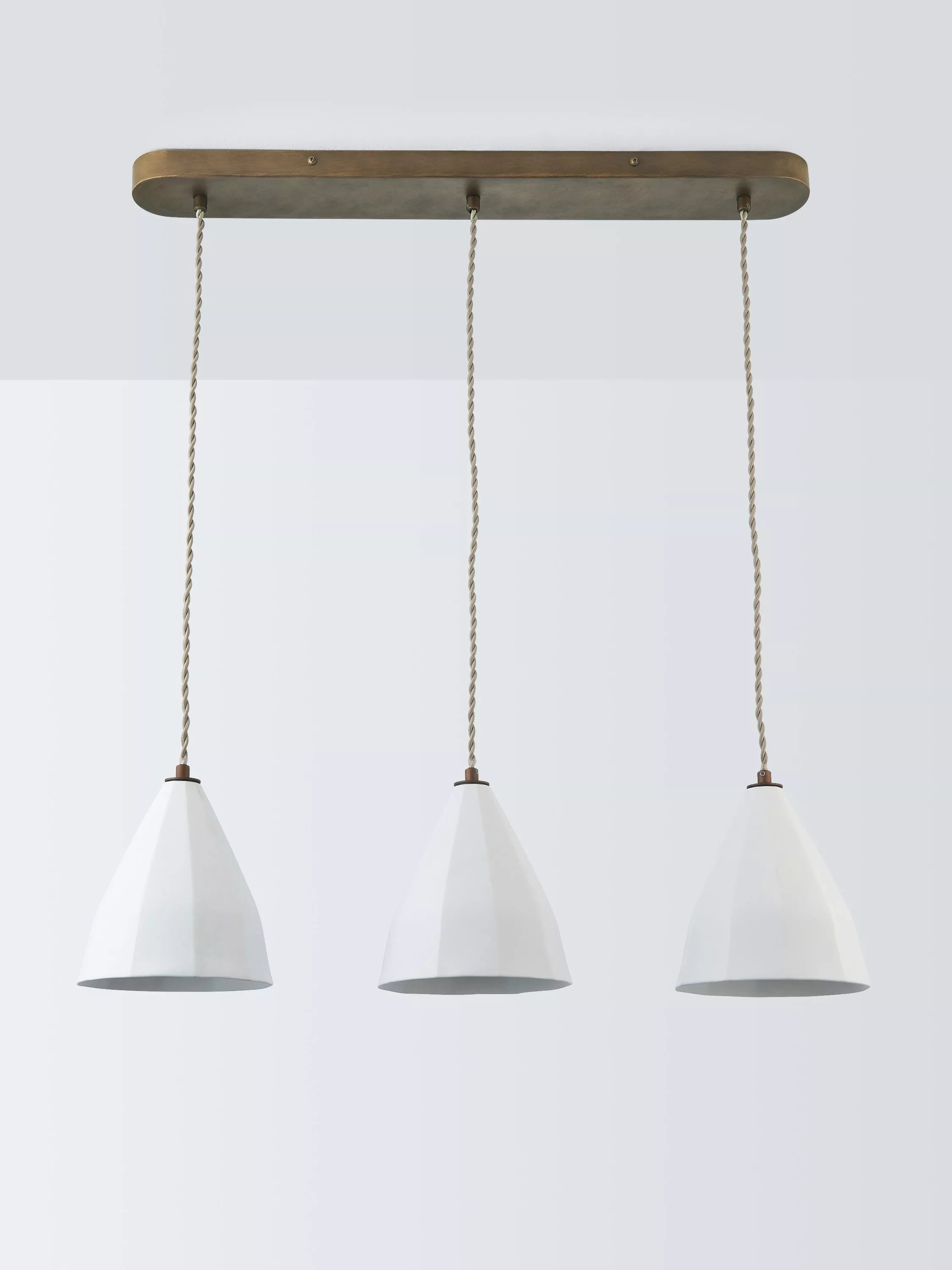 John Lewis Mannez white porcelain ceiling light with brass trim (British brand)
