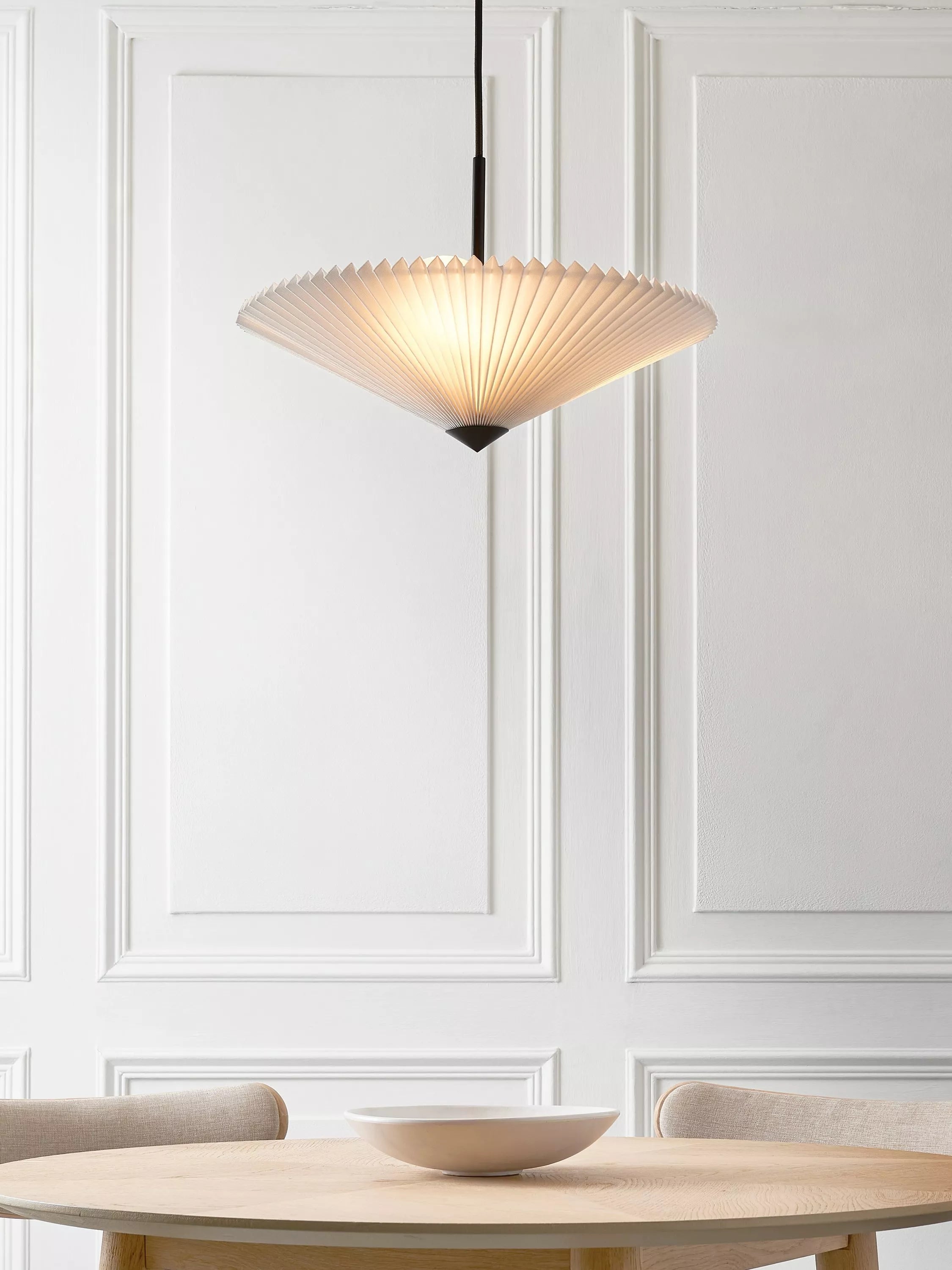 John Lewis pleated fan pendant light white 45cm, imported from the UK