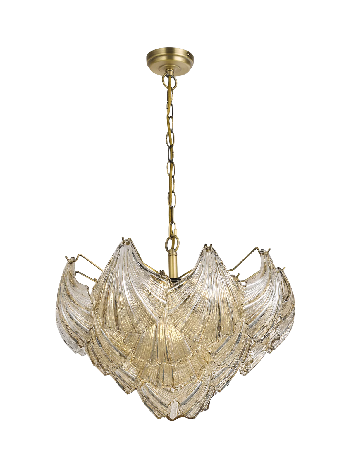John Lewis Deco Shell pendant light champagne, imported from the UK