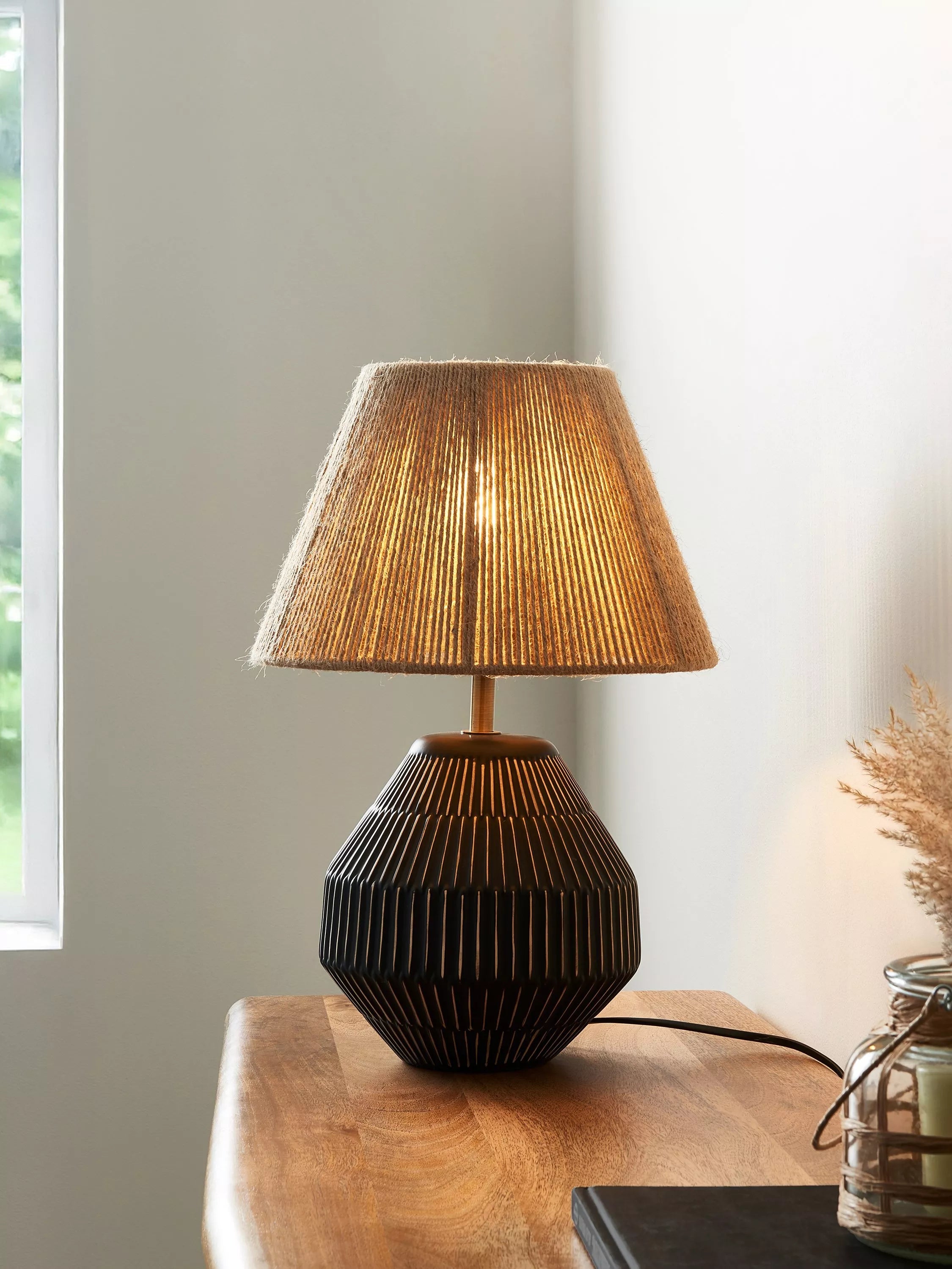 John Lewis ceramic table lamp Charcoal medium (British brand)