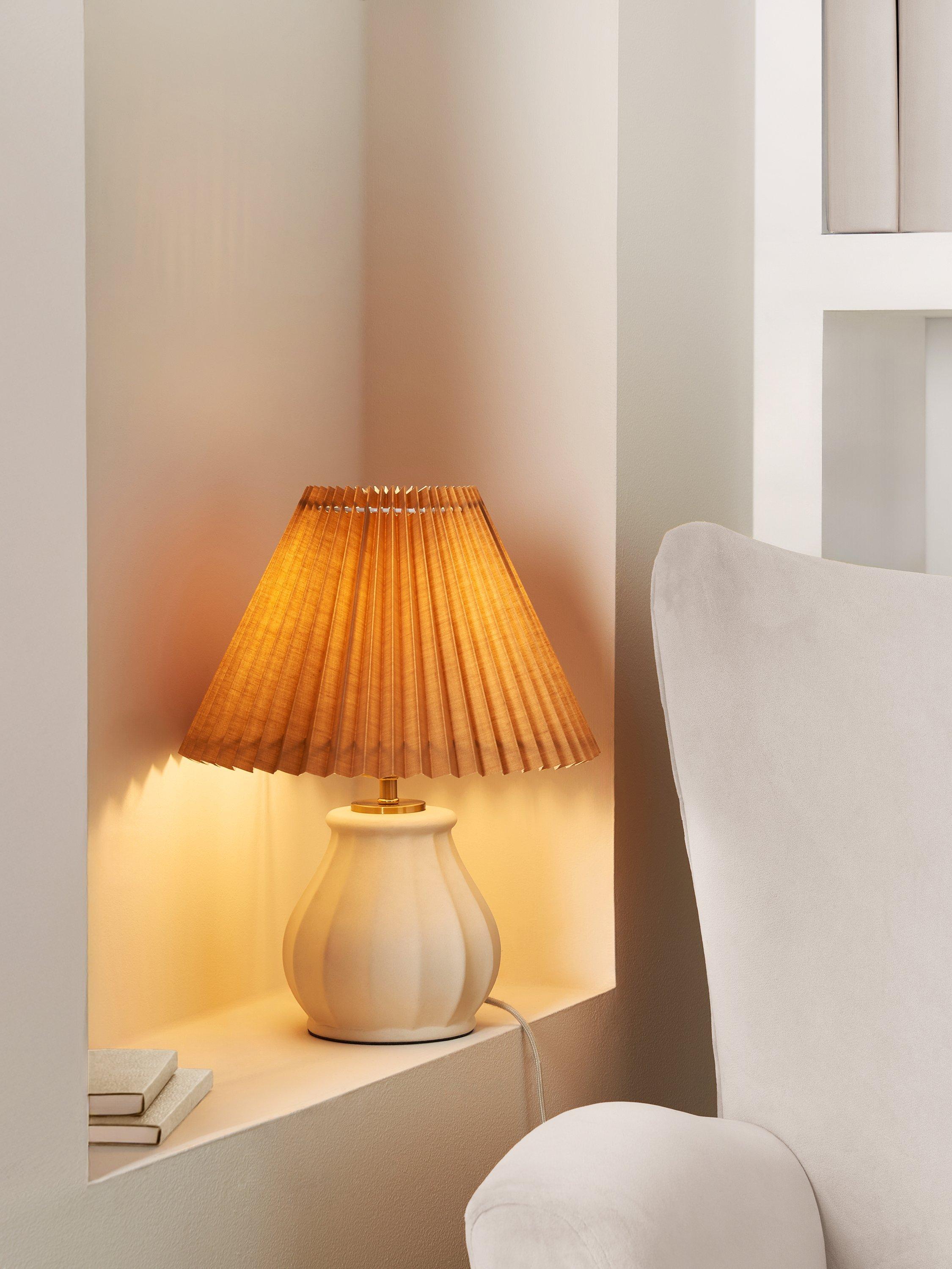 John Lewis white ceramic bedside table lamp 37cm tall, imported from the UK