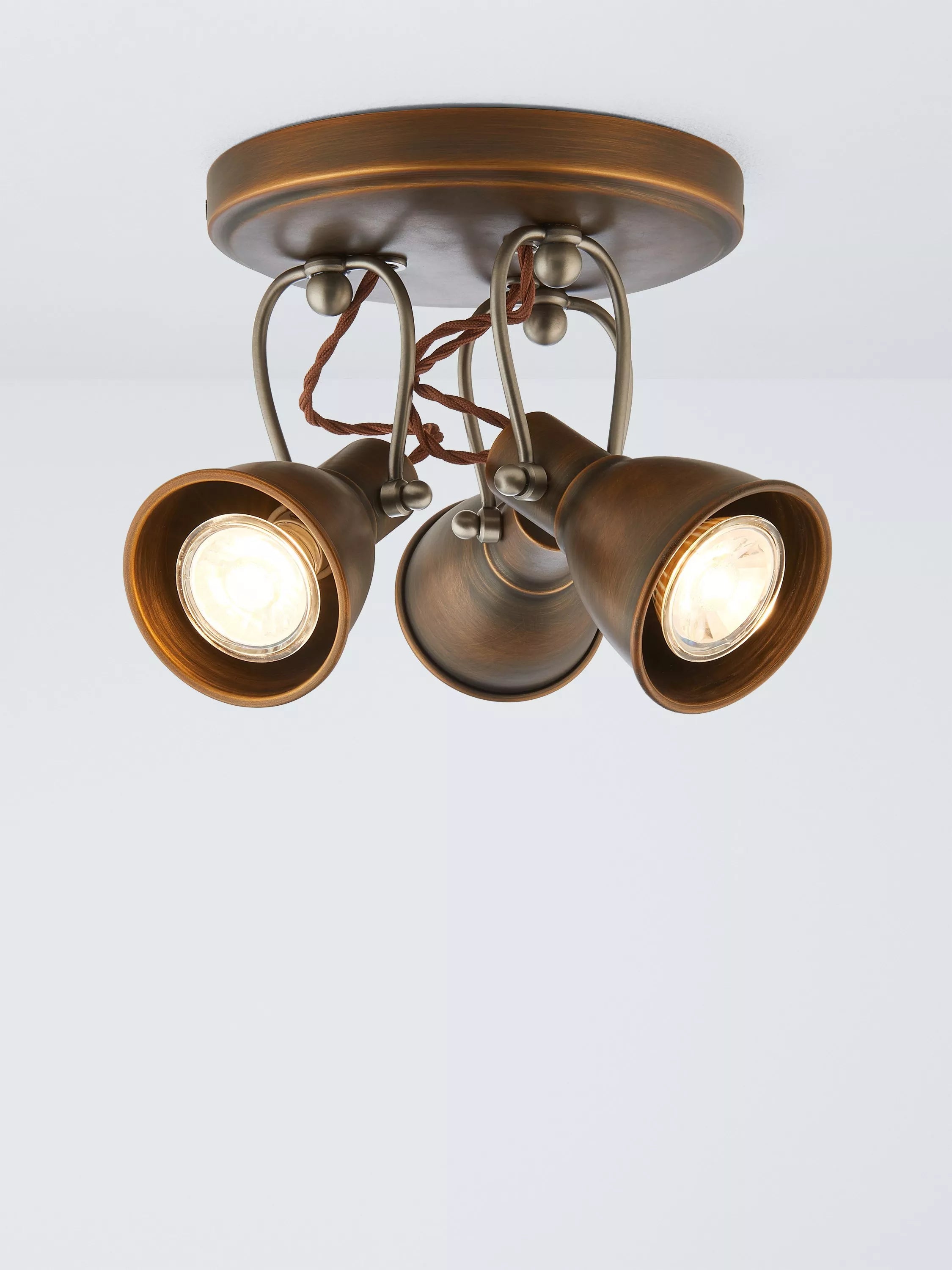 John Lewis Stirrup 3 Spotlight Ceiling Plate, Warm Brass