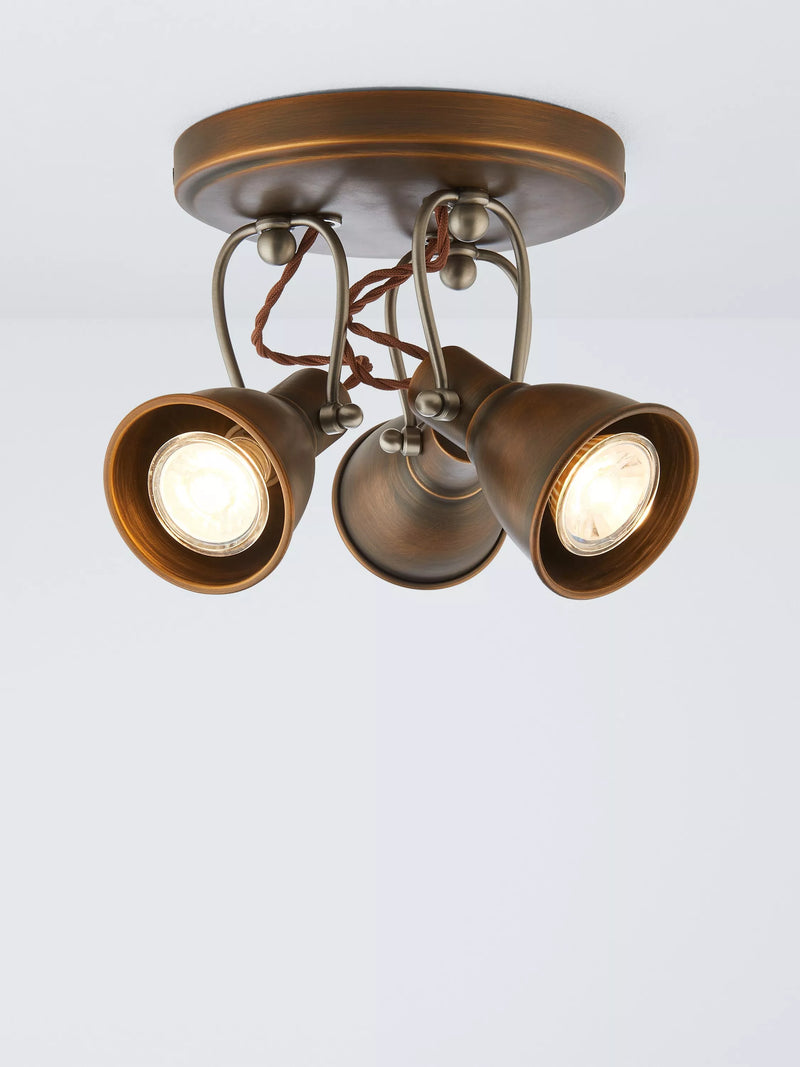 John Lewis Stirrup 3 Spotlight Ceiling Plate, Warm Brass