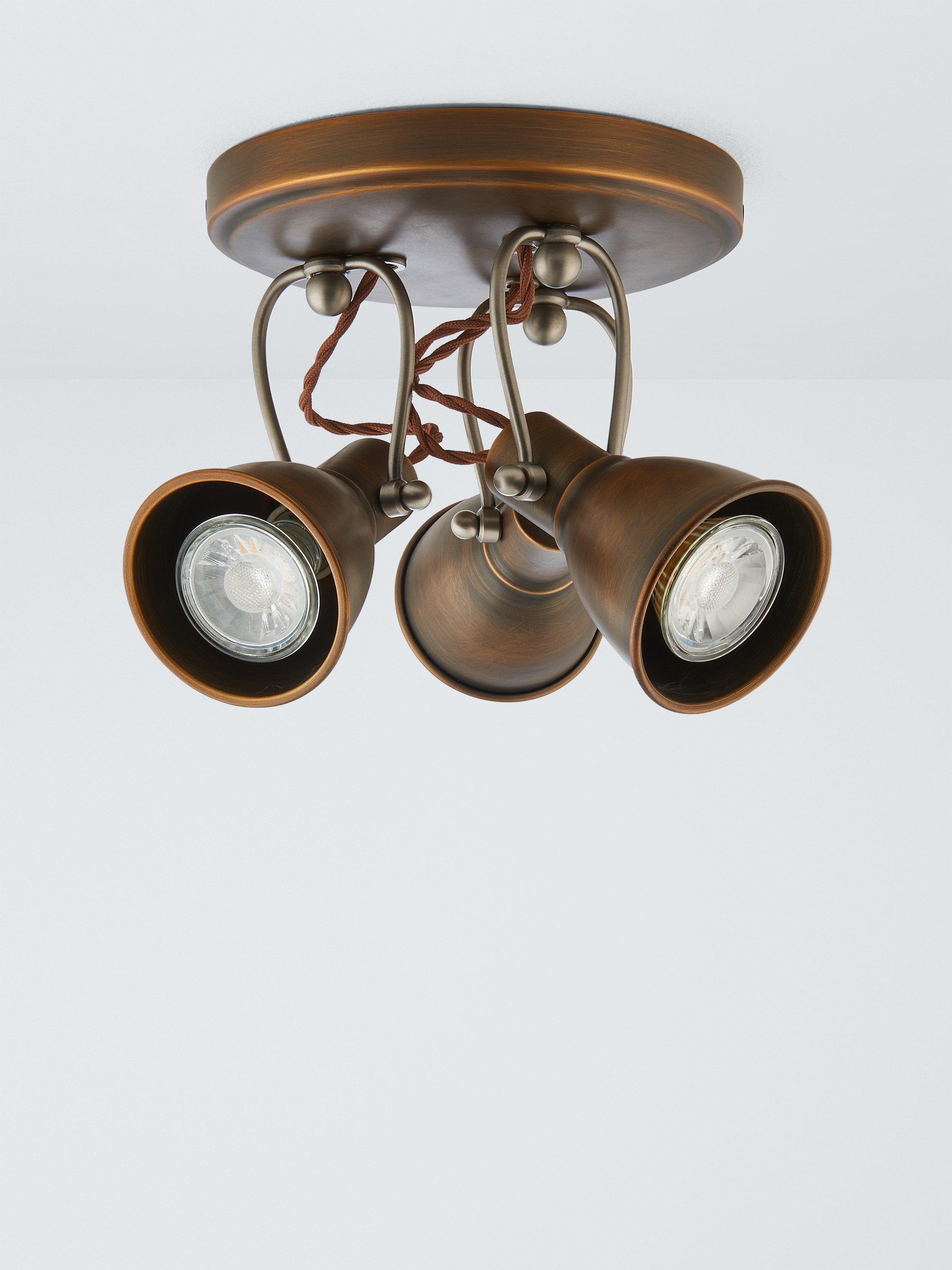 John Lewis Stirrup 3 spotlight ceiling plate warm brass, UK version