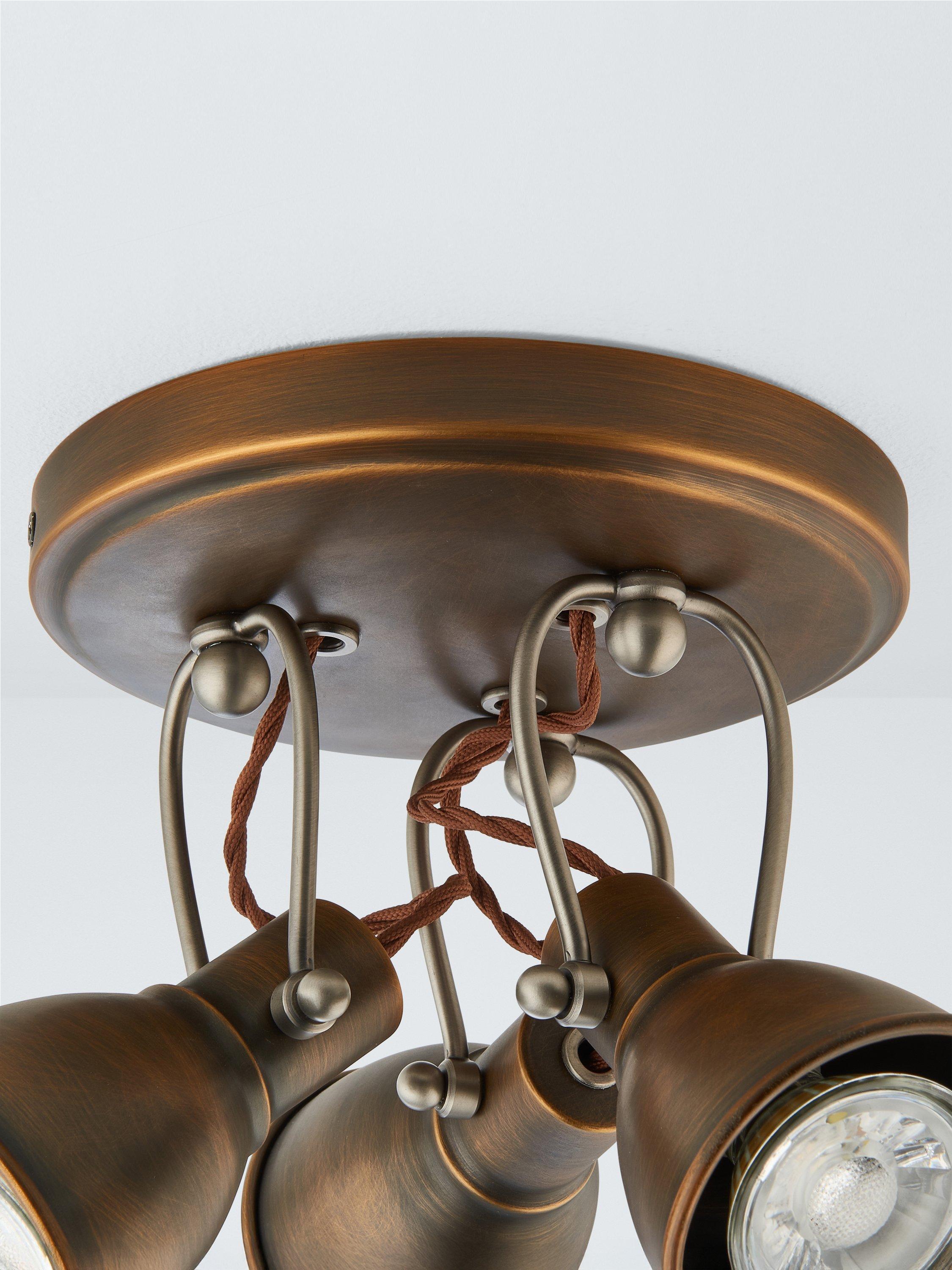 John Lewis Stirrup 3 spotlight ceiling plate warm brass, UK version