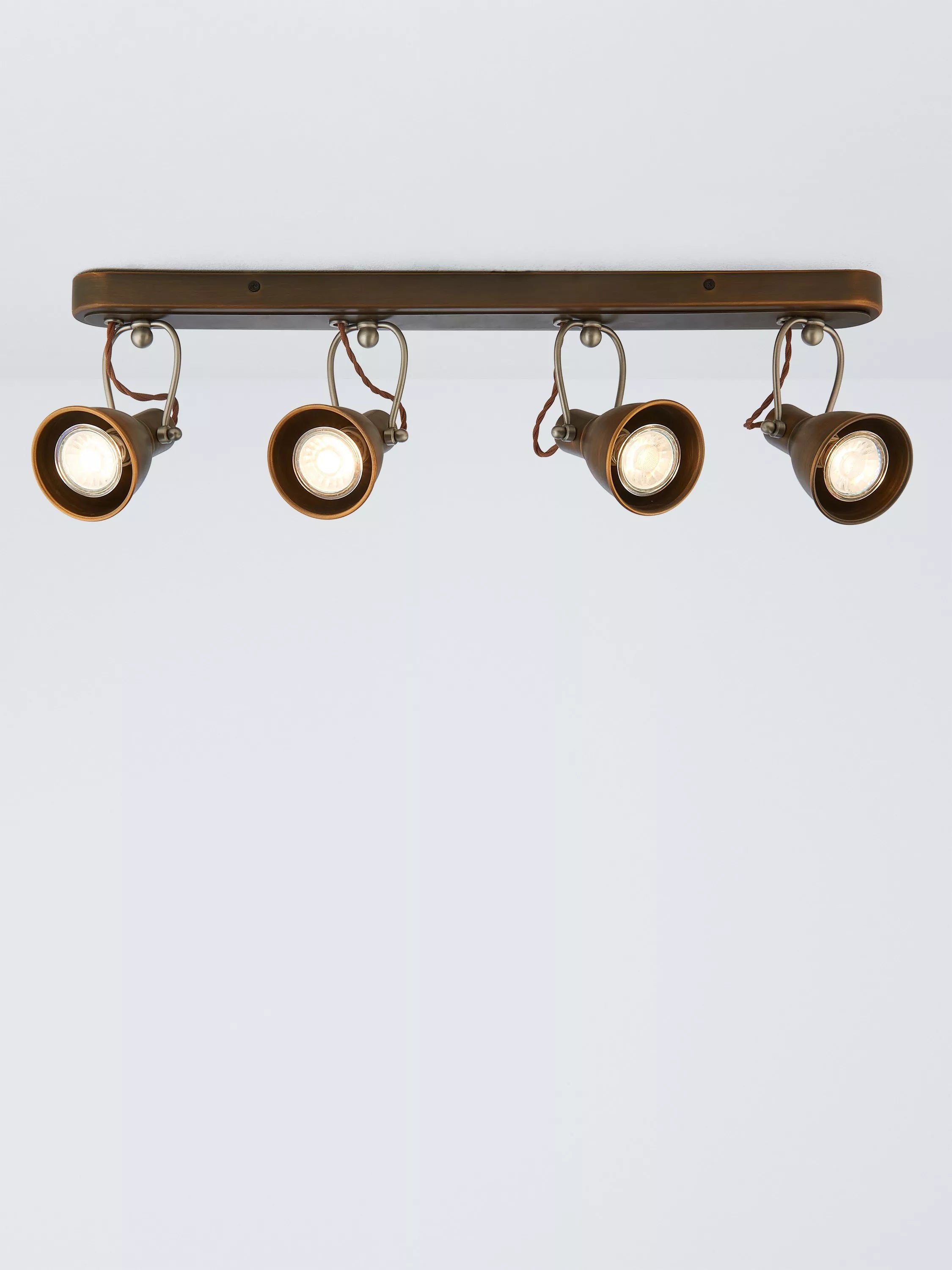 John Lewis Stirrup 4-spotlight ceiling bar warm brass, UK version