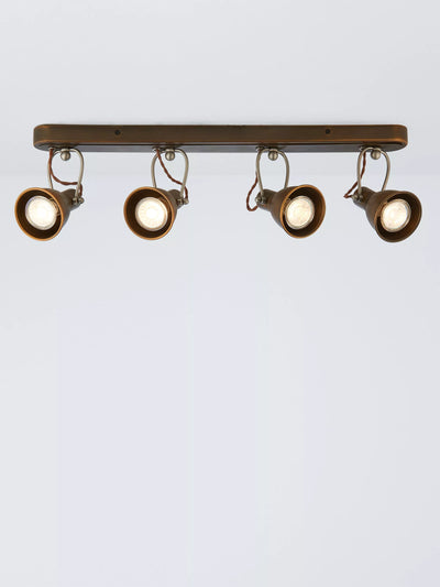 John Lewis John Lewis Stirrup 4 Spotlight Ceiling Bar, Warm Brass- Buy online at McGrocer