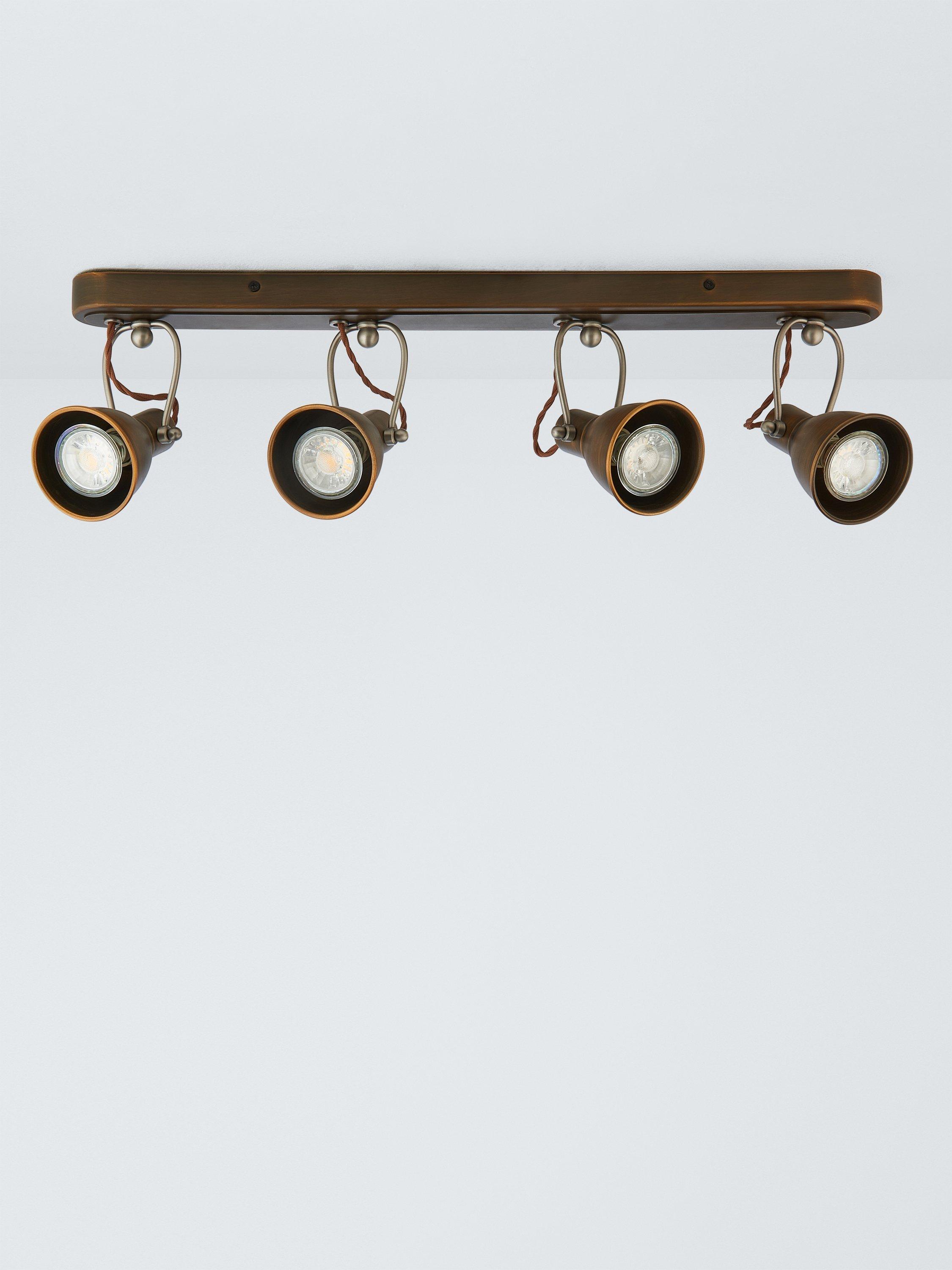 John Lewis Stirrup 4-spotlight ceiling bar warm brass, UK version