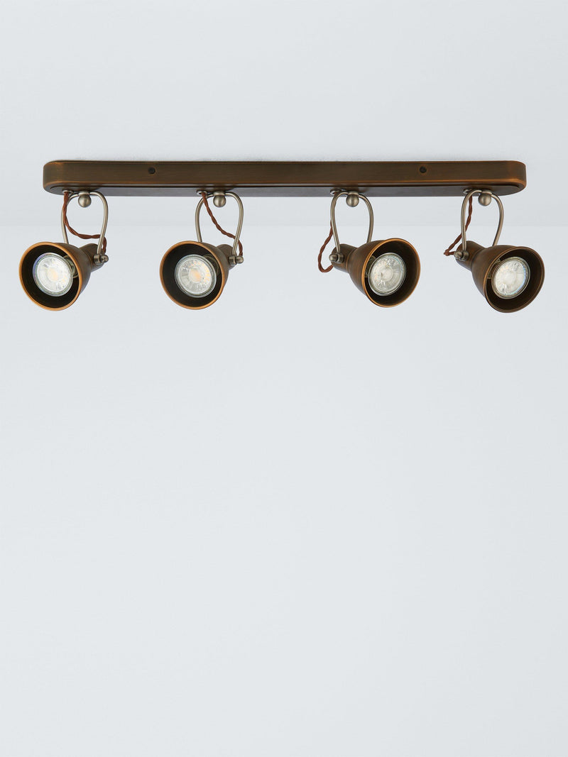 John Lewis Stirrup 4-spotlight ceiling bar warm brass, UK version