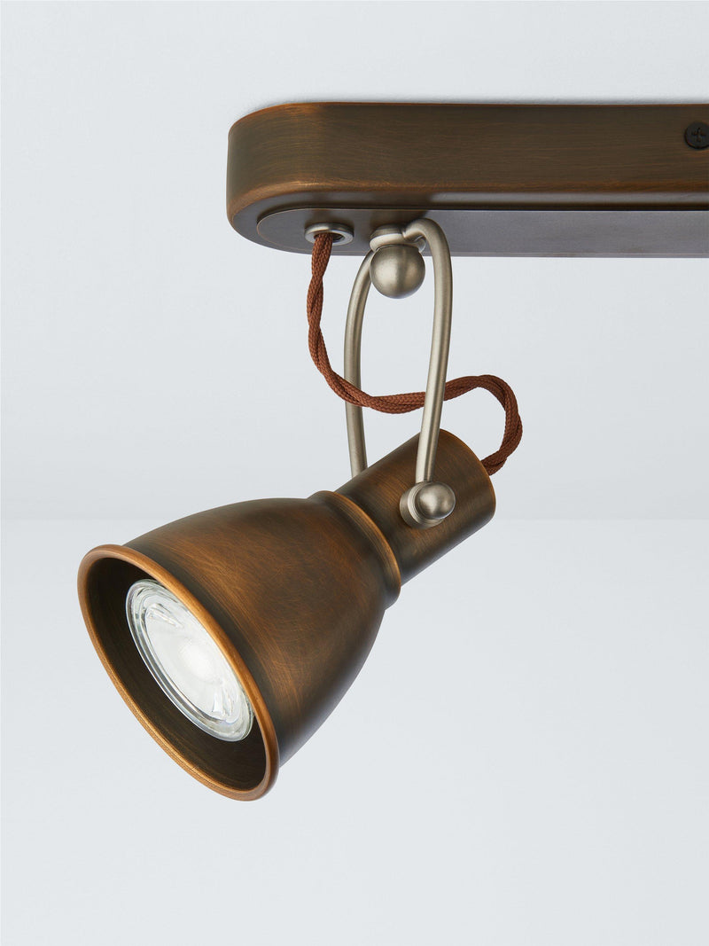 John Lewis Stirrup 4-spotlight ceiling bar warm brass, UK version