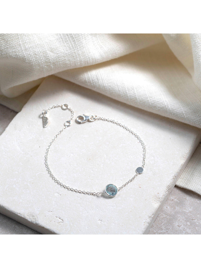 Auree blue topaz disc chain bracelet sterling silver (British brand)