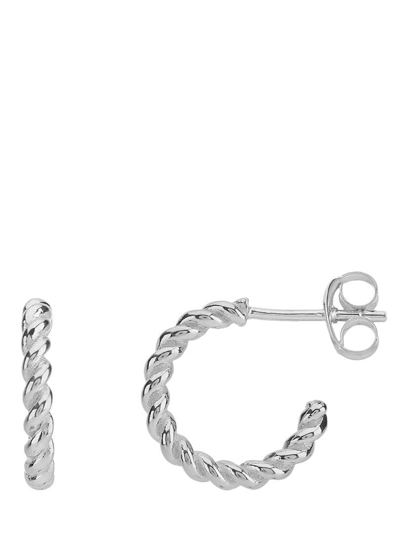 Auree Alhambra mini piccolo twisted hoop earrings silver (British brand)