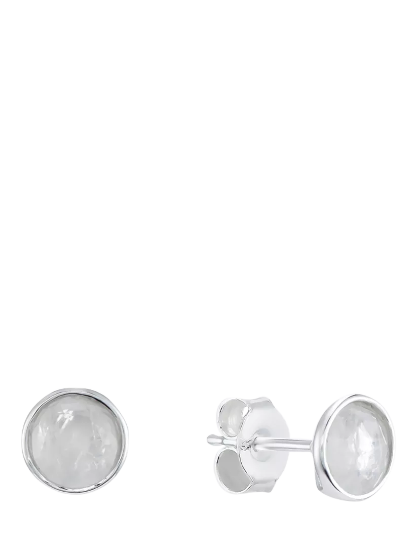 Auree moonstone stud earrings sterling silver 6mm - British product