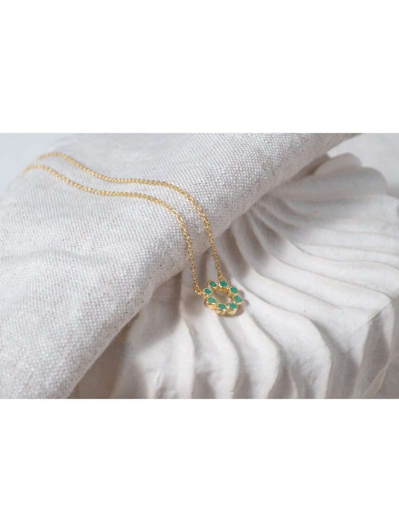 Auree Ortigia gemstone pendant necklace, gold vermeil, imported from the UK