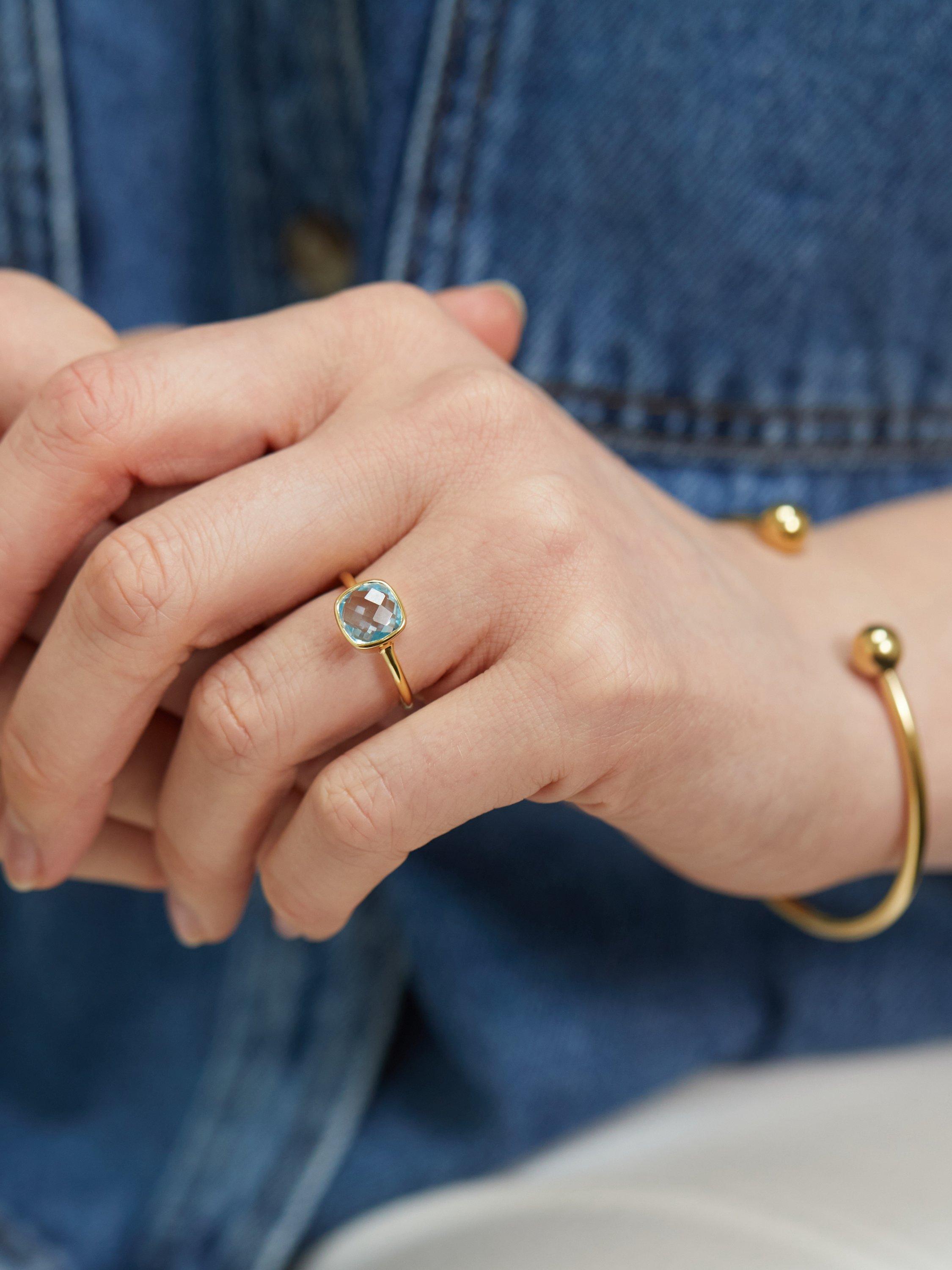 Auree blue topaz cocktail ring gold (British brand)