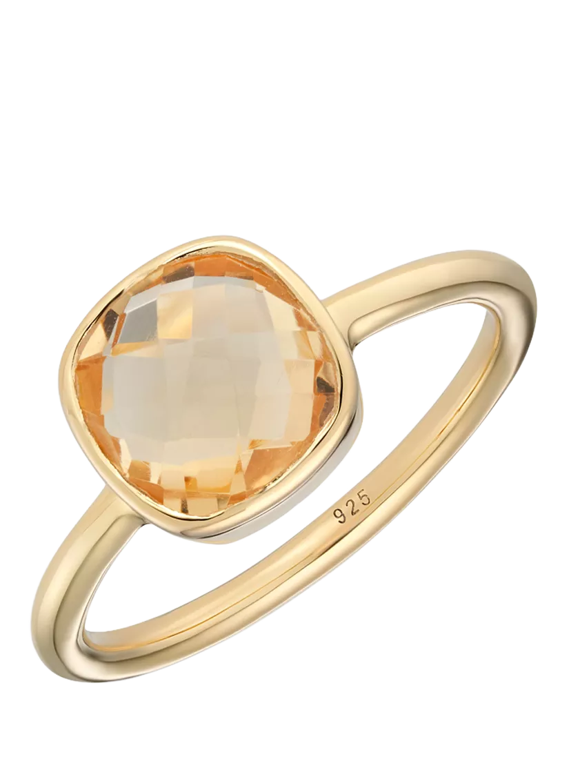 Auree golden citrine cocktail ring cushion cut 20mm - UK version