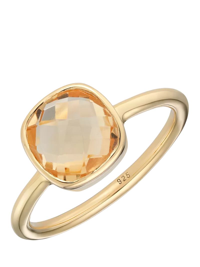 Auree golden citrine cocktail ring cushion cut 20mm - UK version