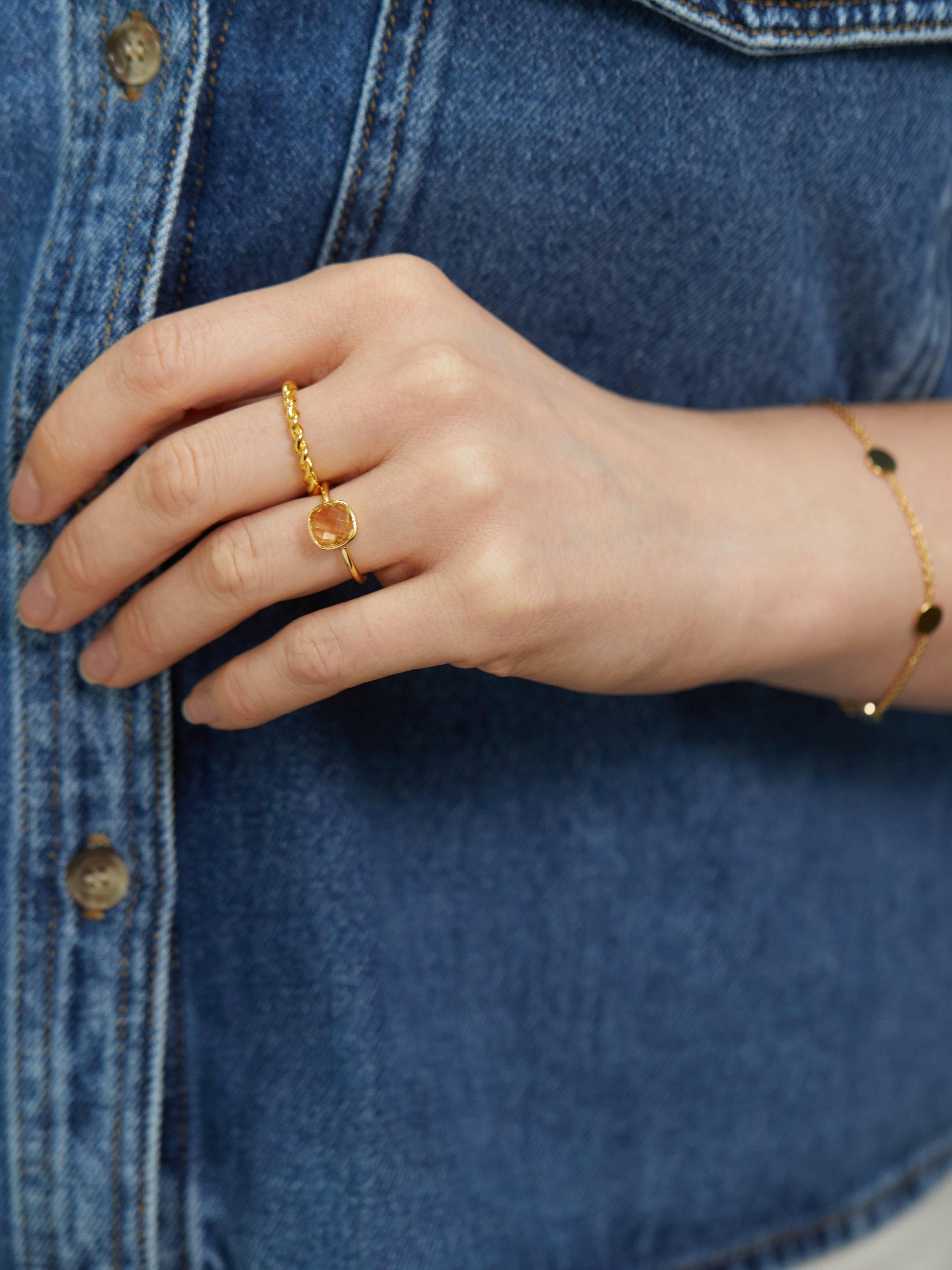 Auree golden citrine cocktail ring cushion cut 20mm - UK version