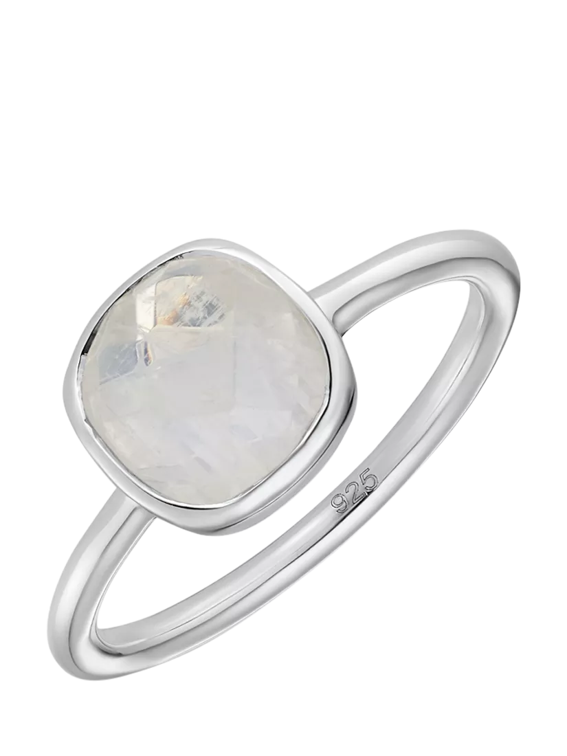 Auree Mondello Cushion Cocktail Ring, Silver/White, S