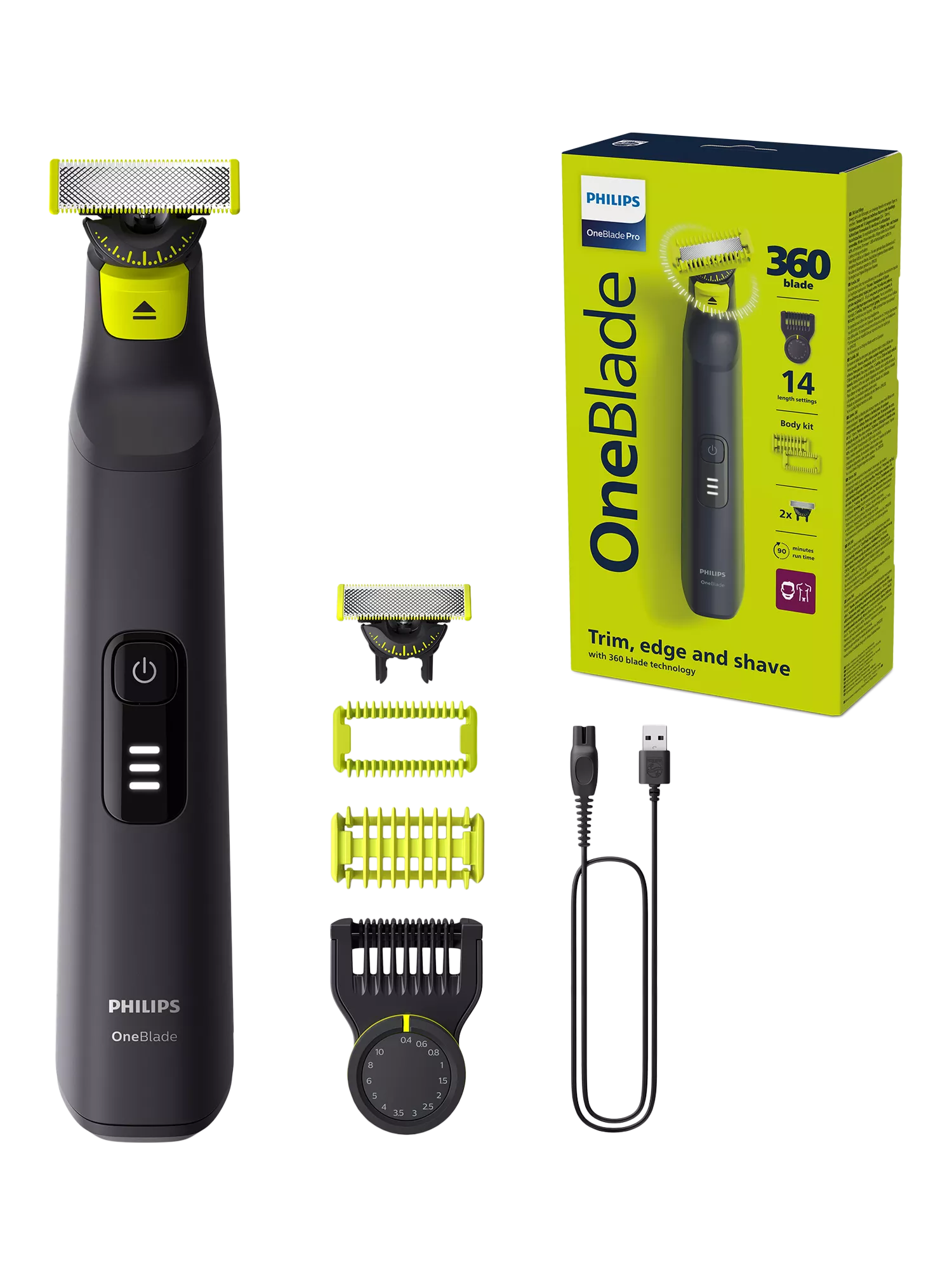 Philips OneBlade Pro 360 beard trimmer green - British product