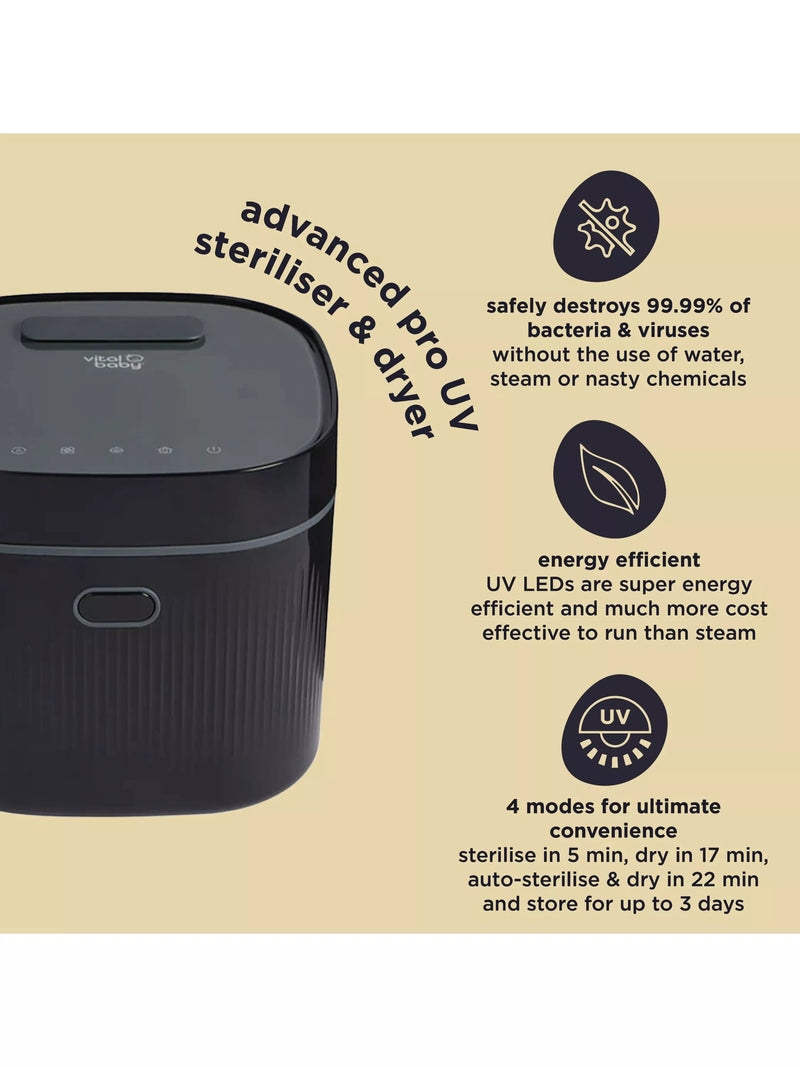 Vital Baby Advanced Pro UV steriliser and dryer Onyx Black, UK version