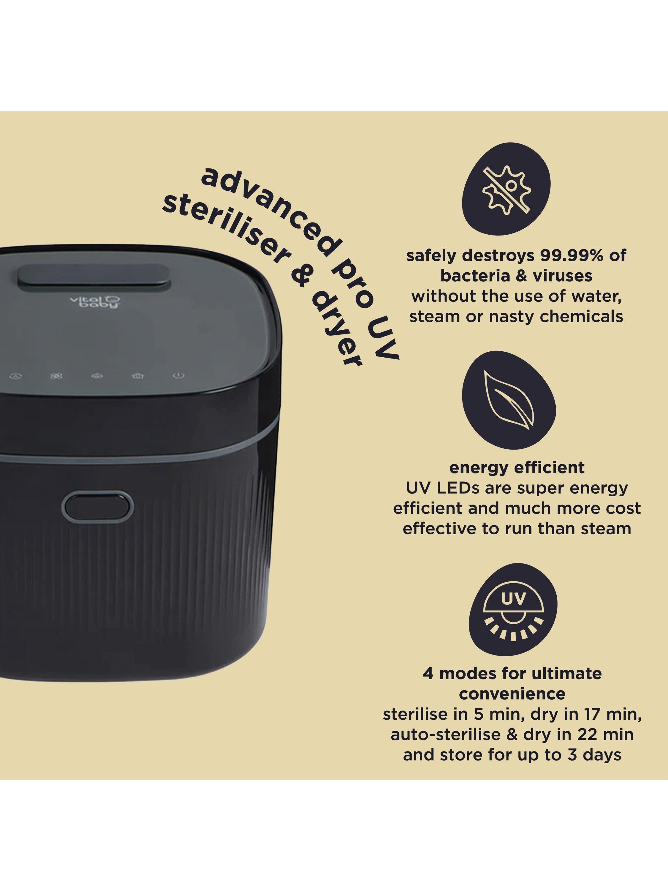 Vital Baby Advanced Pro UV steriliser and dryer Onyx Black, UK version