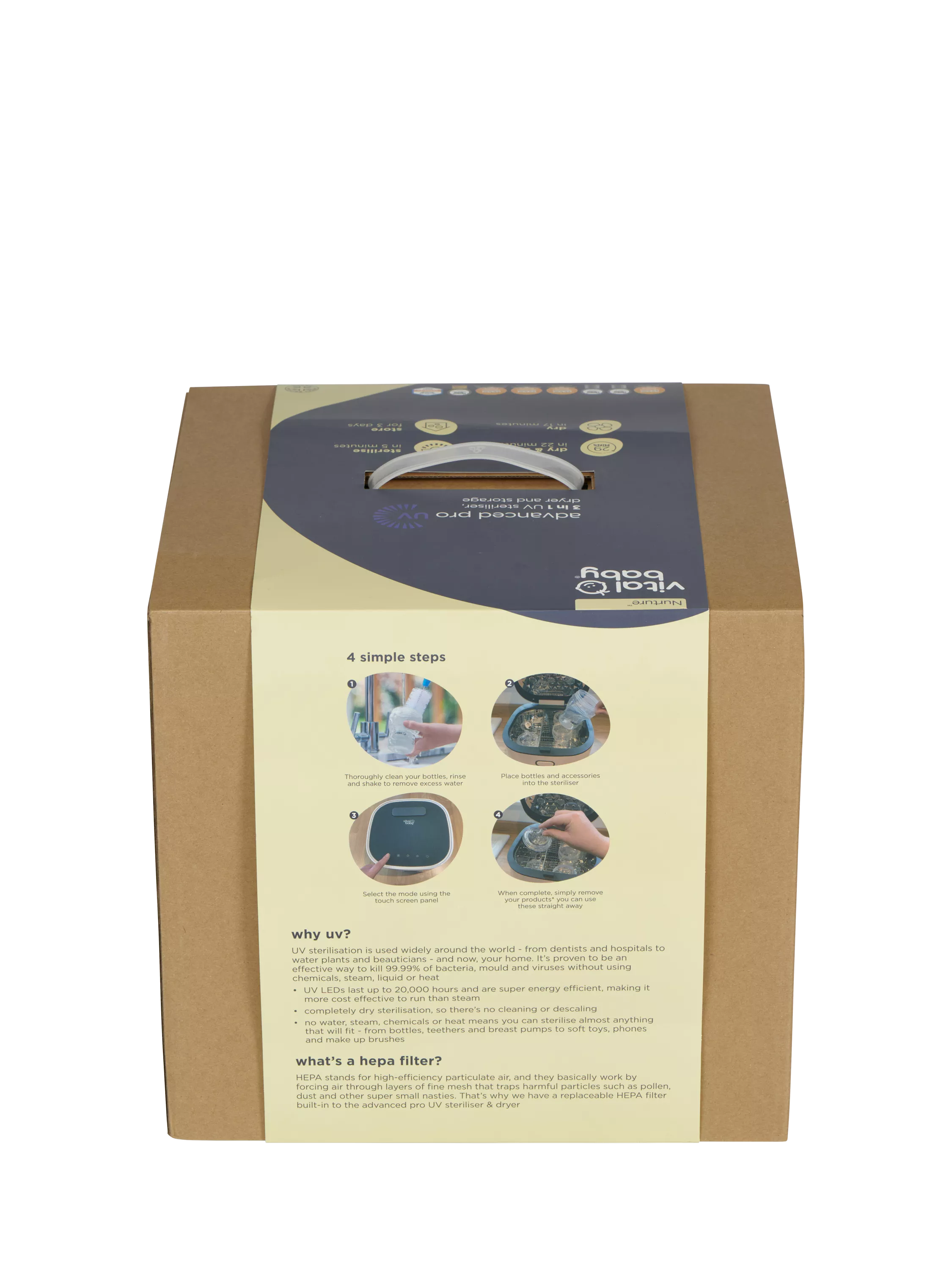 Vital Baby Advanced Pro UV steriliser and dryer Onyx Black, UK version
