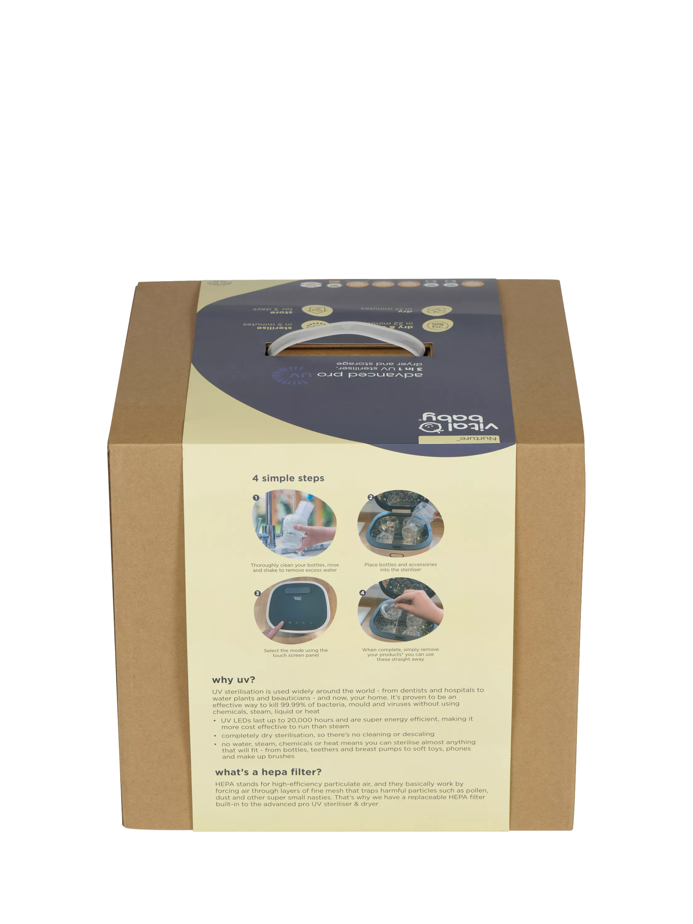 Vital Baby UV steriliser dryer Arctic White - British product