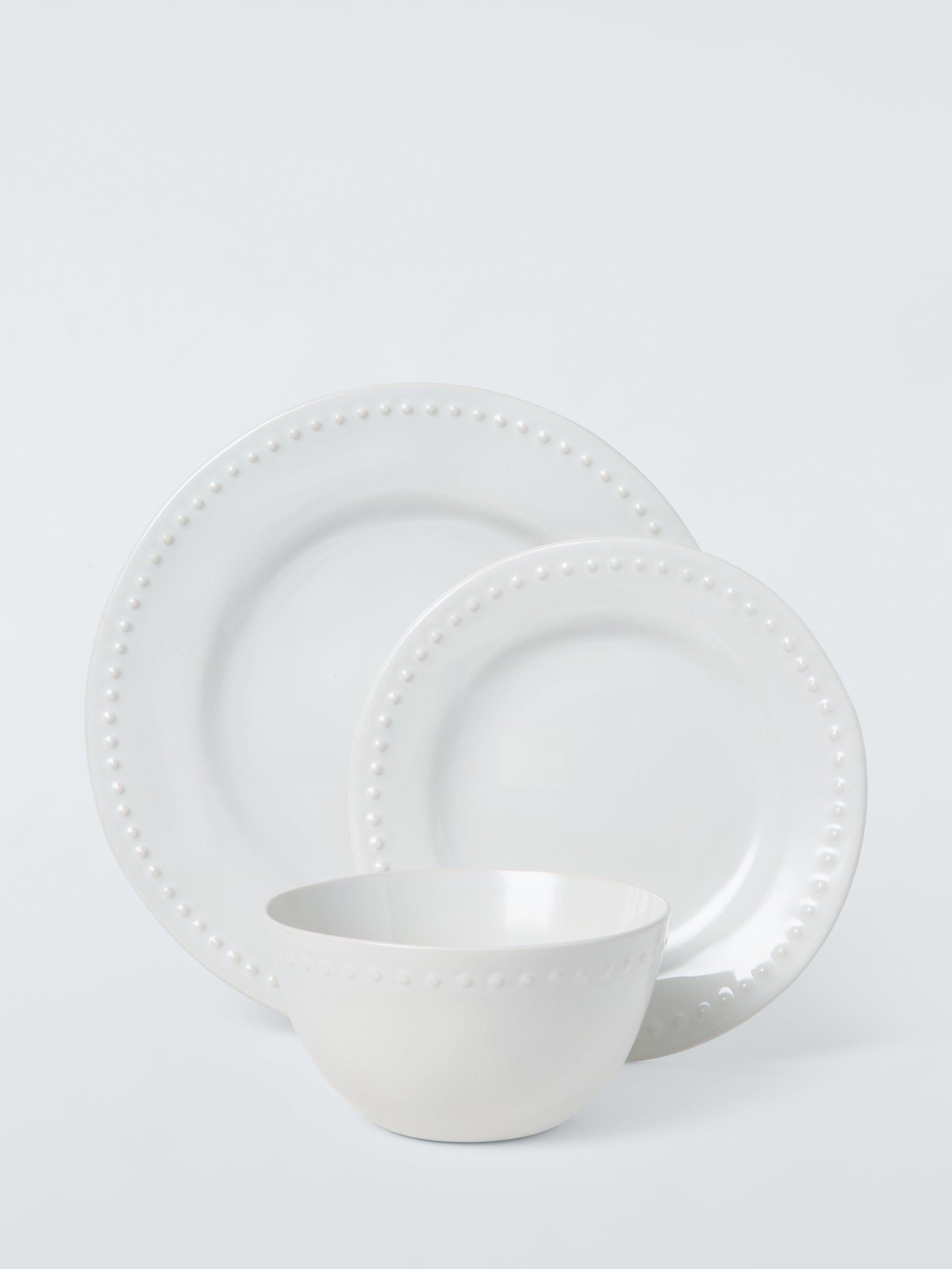John Lewis white stoneware dinnerware set 12 piece (British brand)