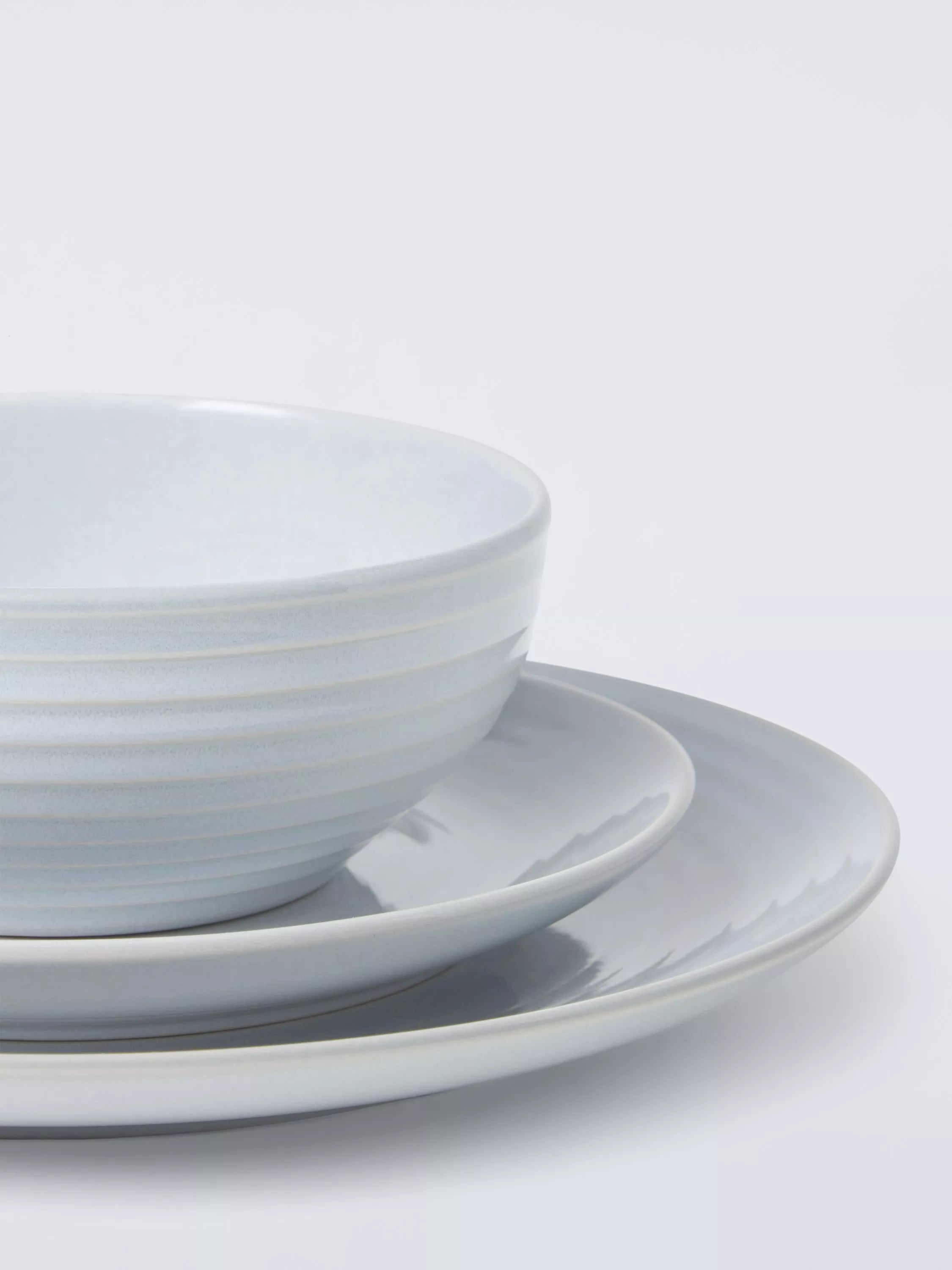 John Lewis stoneware dinnerware set in ice blue, 12 piece (British brand)