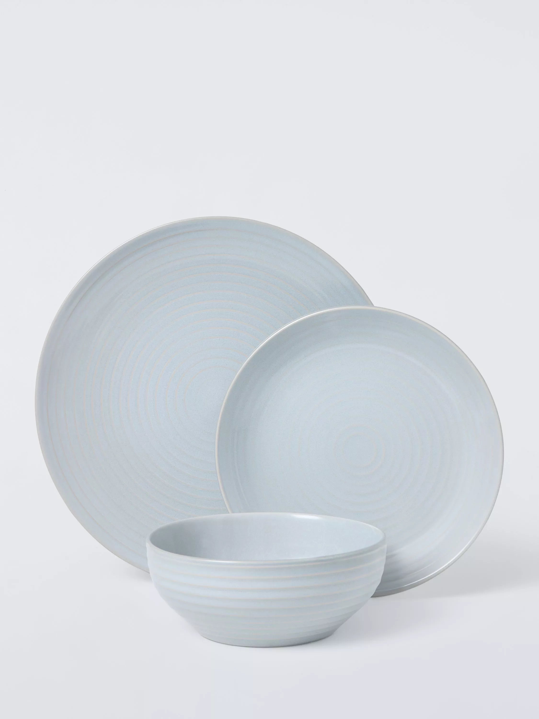 John Lewis stoneware dinnerware set in ice blue, 12 piece (British brand)