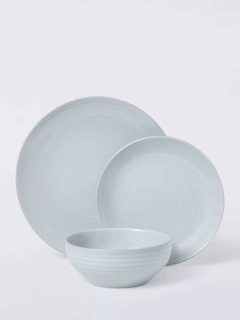 John Lewis stoneware dinnerware set in ice blue, 12 piece (British brand)