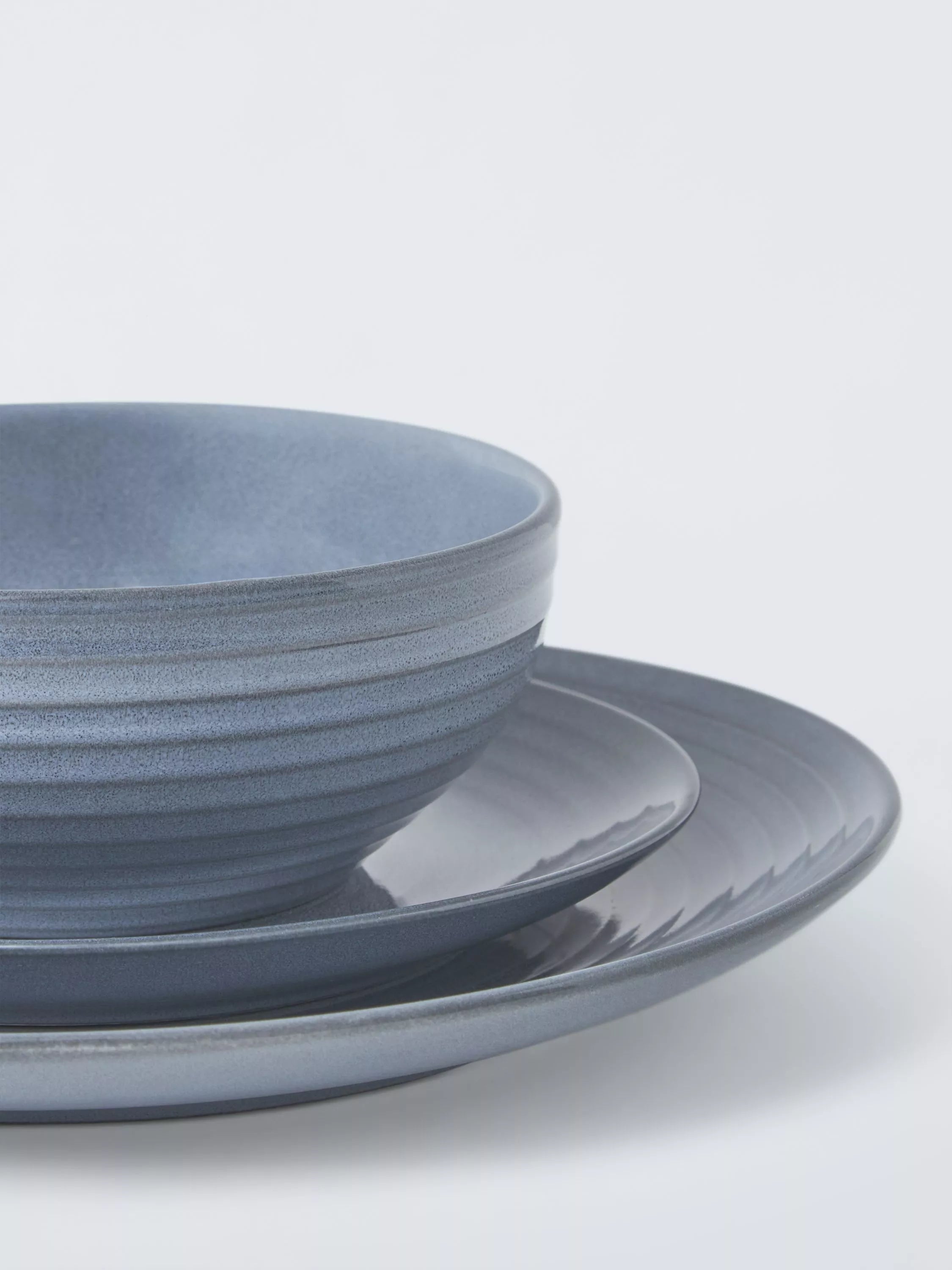 John Lewis Ripple stoneware dinnerware set Salt Grey 12 piece (British brand)