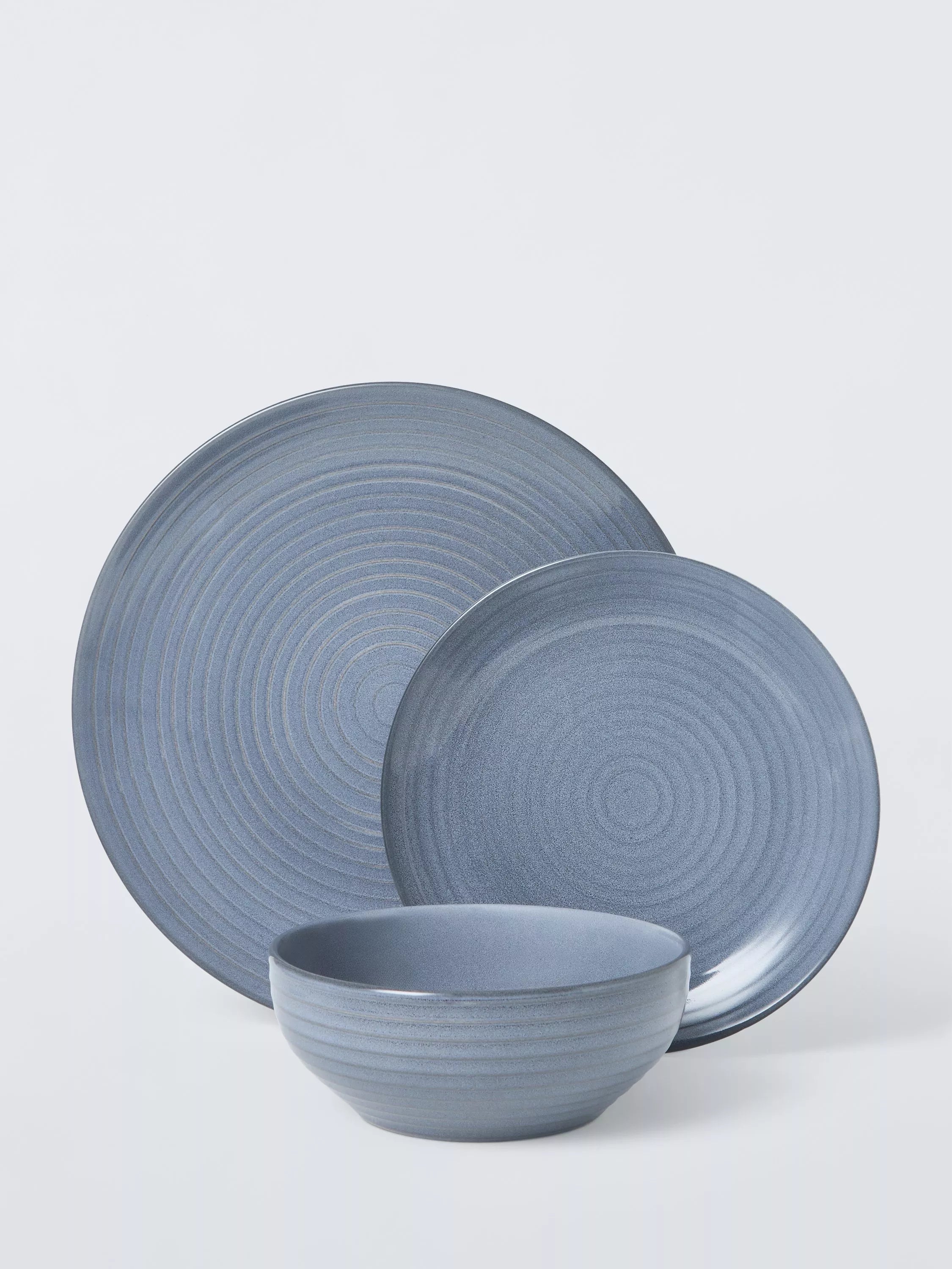 John Lewis Ripple stoneware dinnerware set Salt Grey 12 piece (British brand)