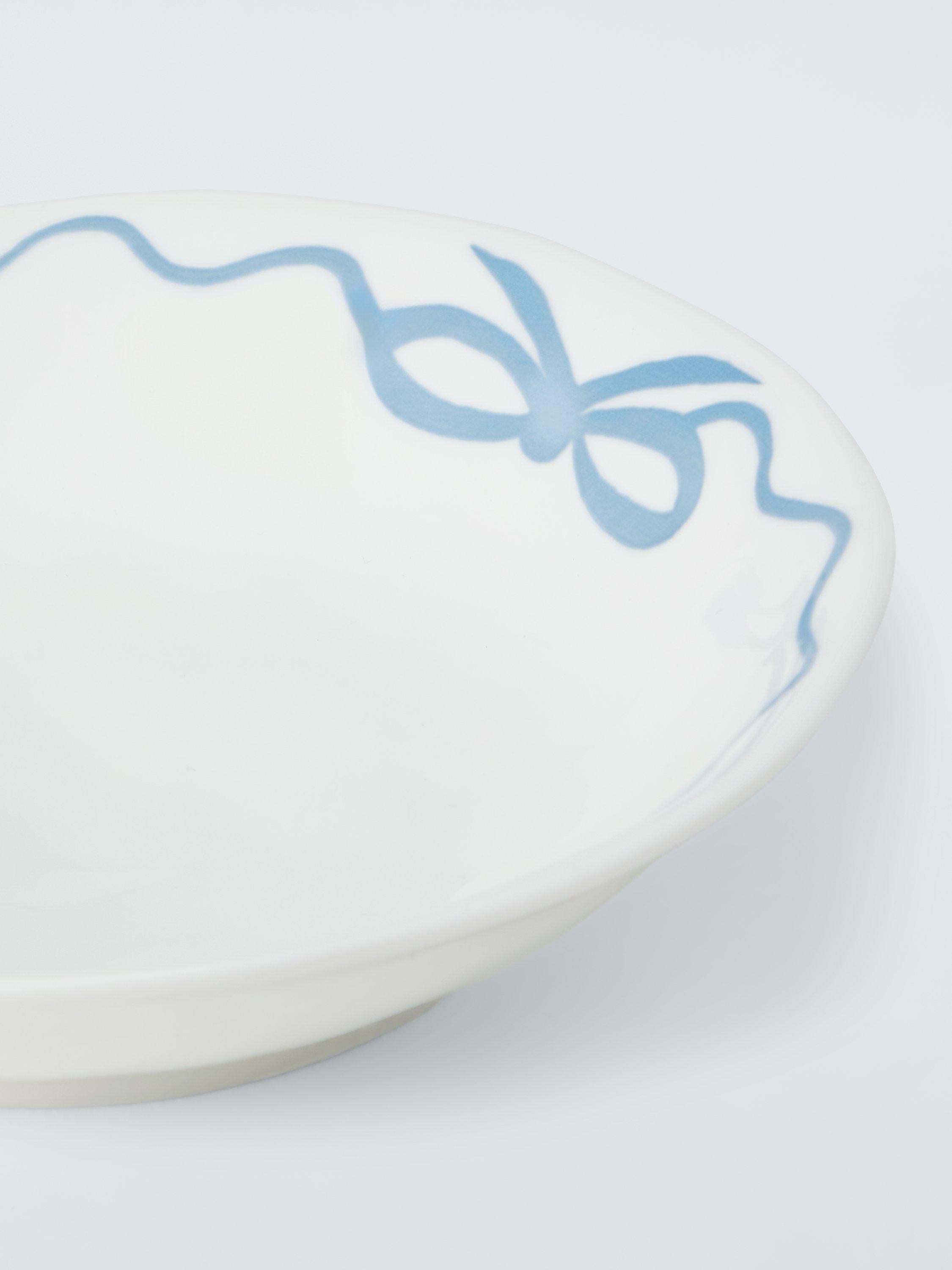 John Lewis Flora Bow fine china pasta bowl 21.5cm blue (British brand)